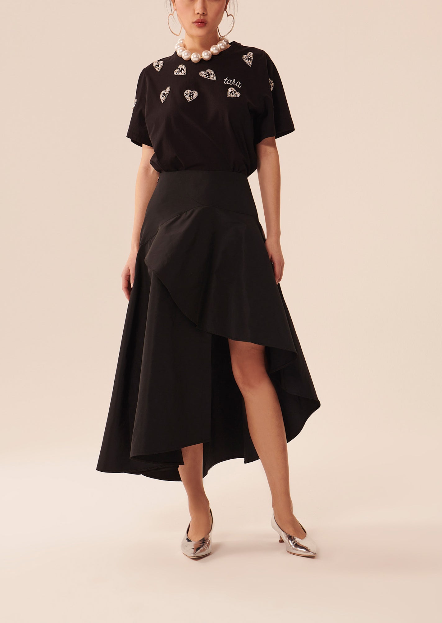 Jupe Javiera noire en taffetas Faume - seconde main