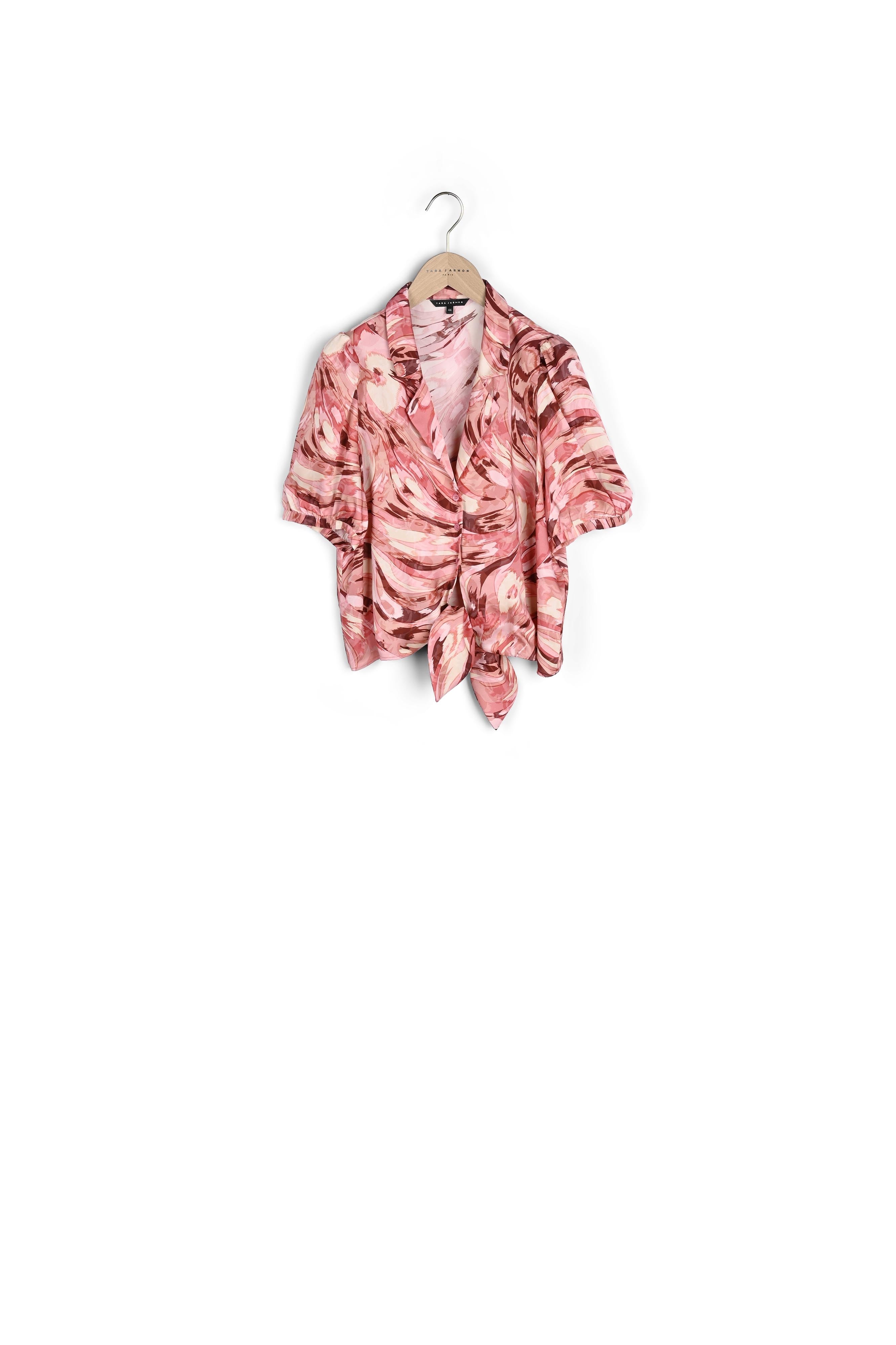 Chemise nouée Toma rose imprimé plume Faume - seconde main