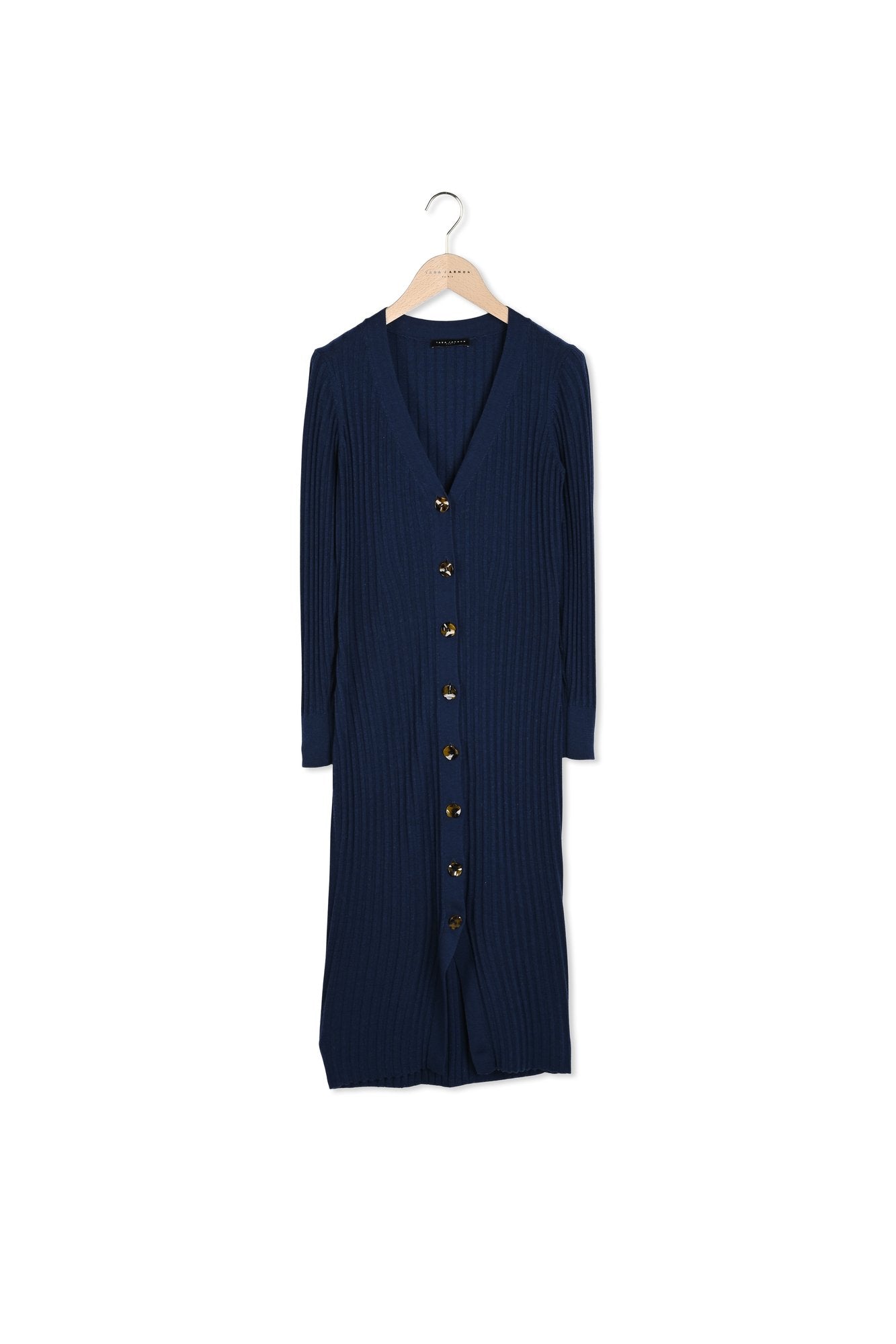 Robe Rydel bleu indigo en merinos extrafin Faume - seconde main