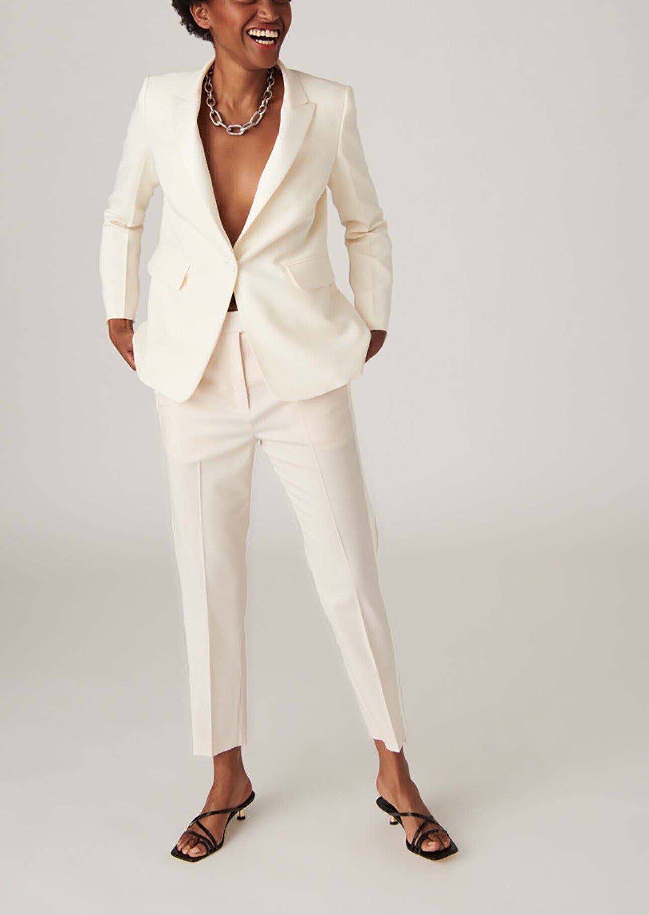 Pantalon de tailleur Paul écru en laine froide Faume - seconde main