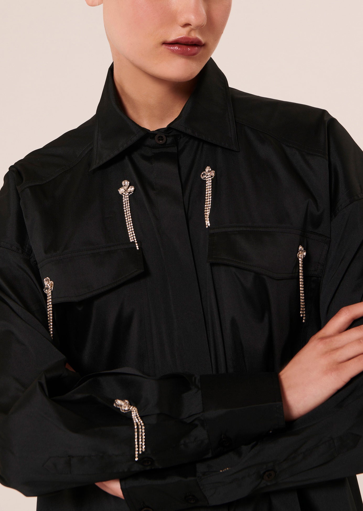 Chemise Cedric noire en taffetas Faume - seconde main