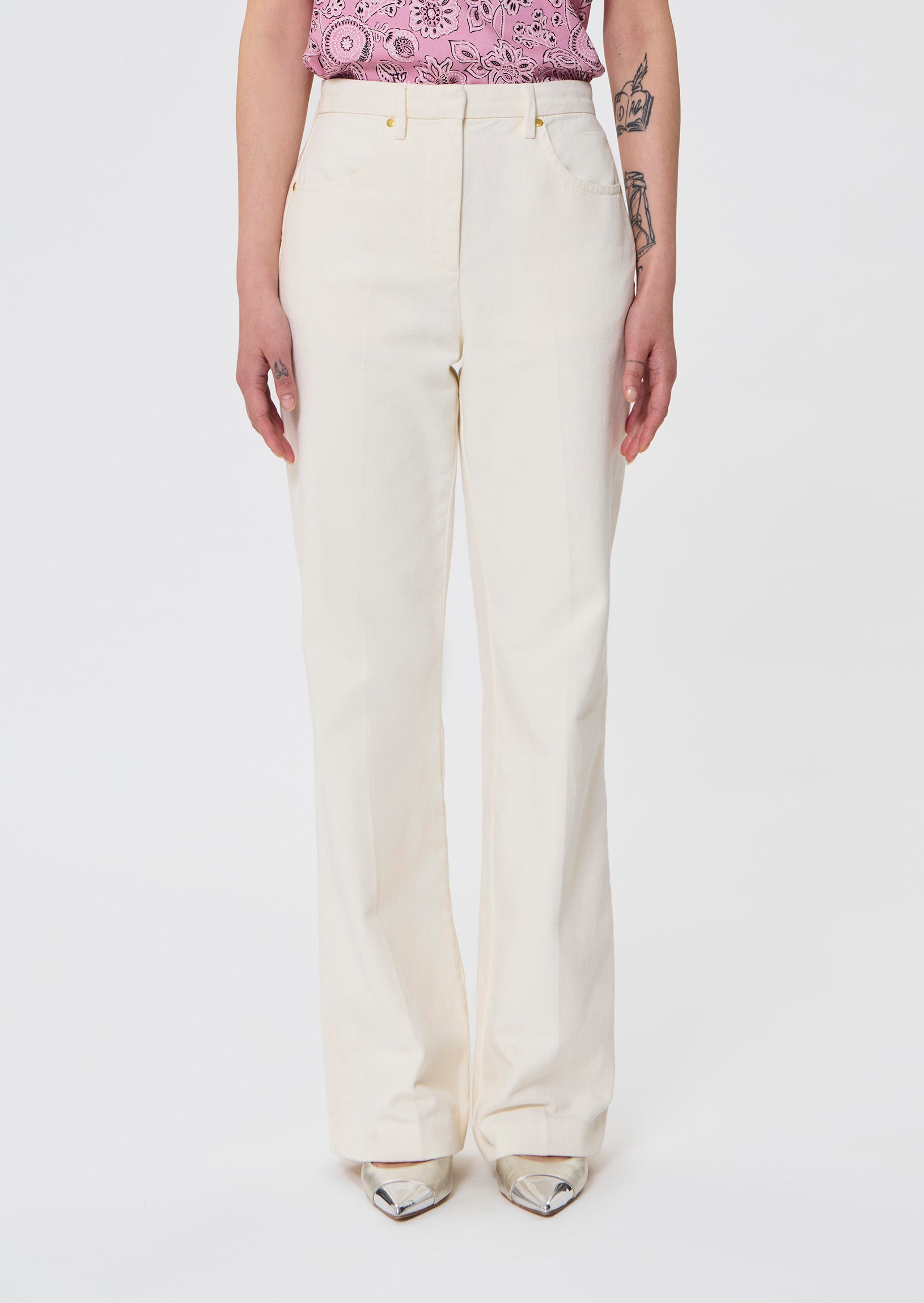 Jean blanc en denim Jerome Faume - seconde main