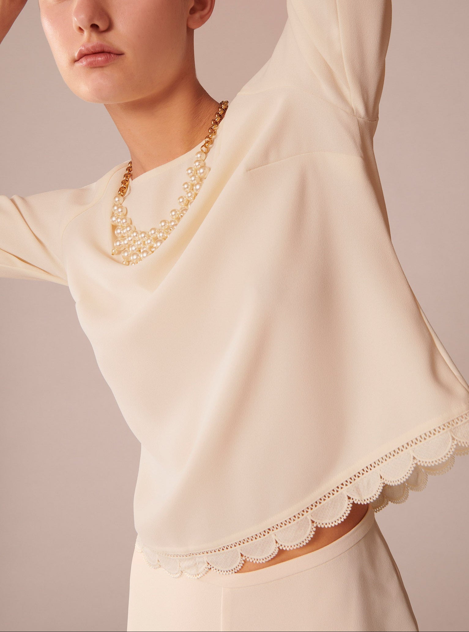 Top Teddy écrue en crêpe Faume - seconde main