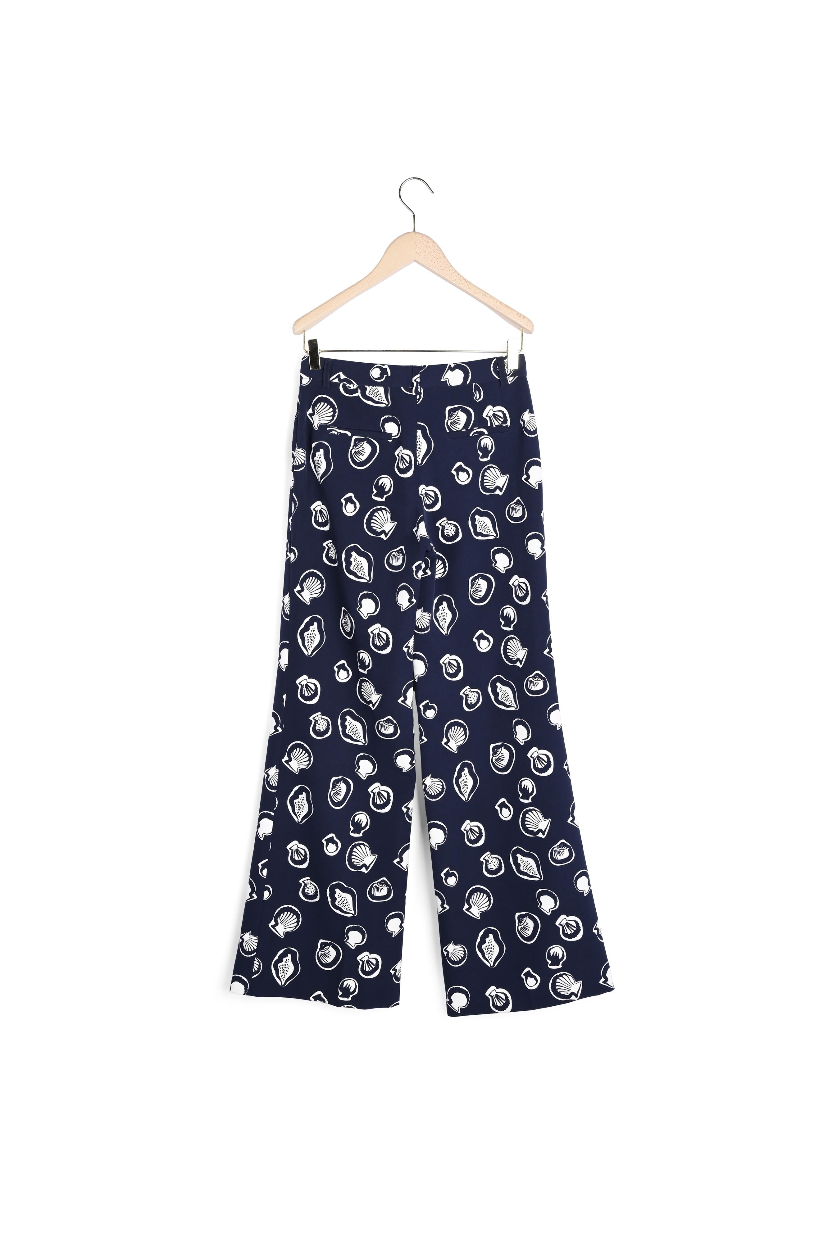Pantalon bleu nuit motif coquillages Faume - seconde main