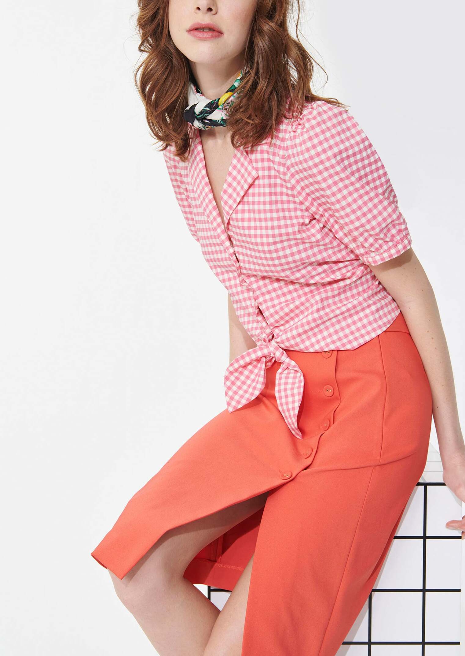 Jupe Josée rouge en coton Faume - seconde main