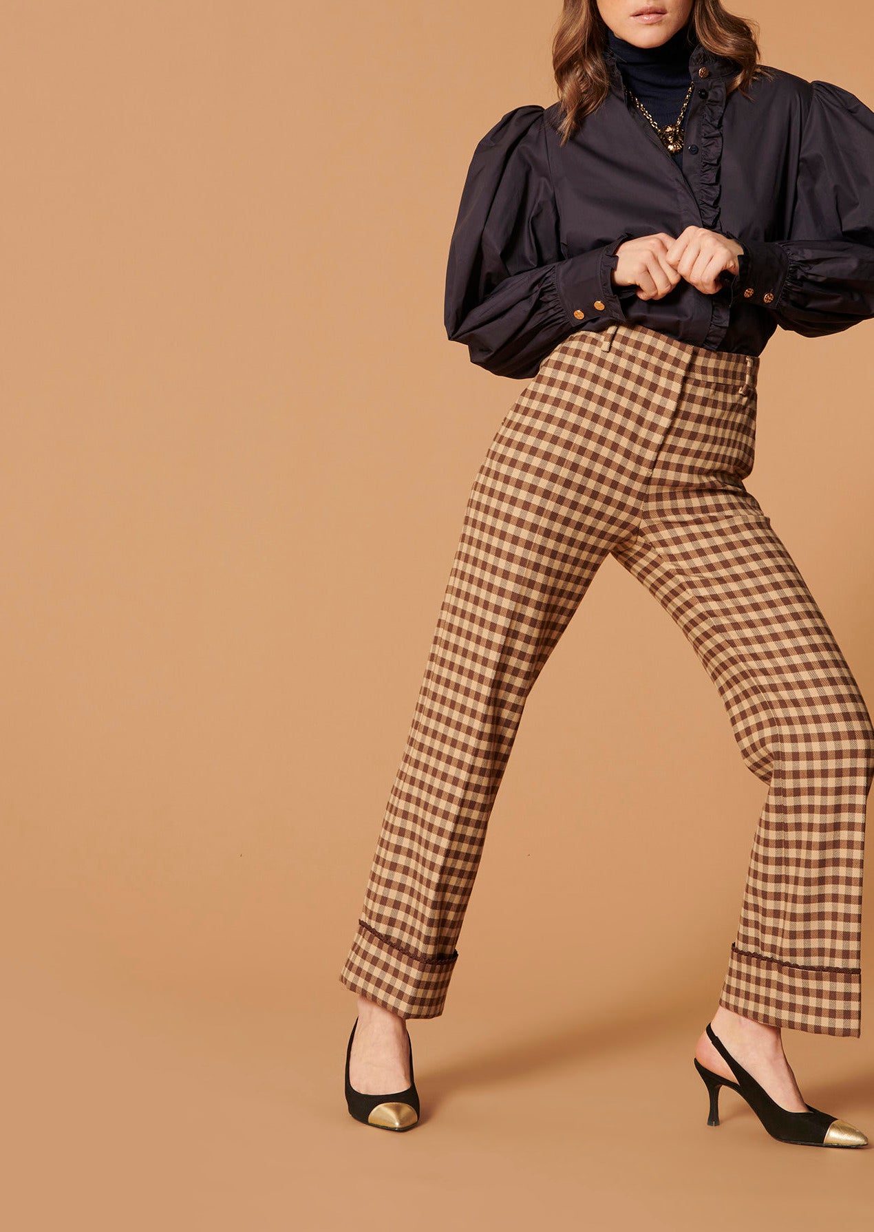 Pantalon Phil beige à carreaux Faume - seconde main