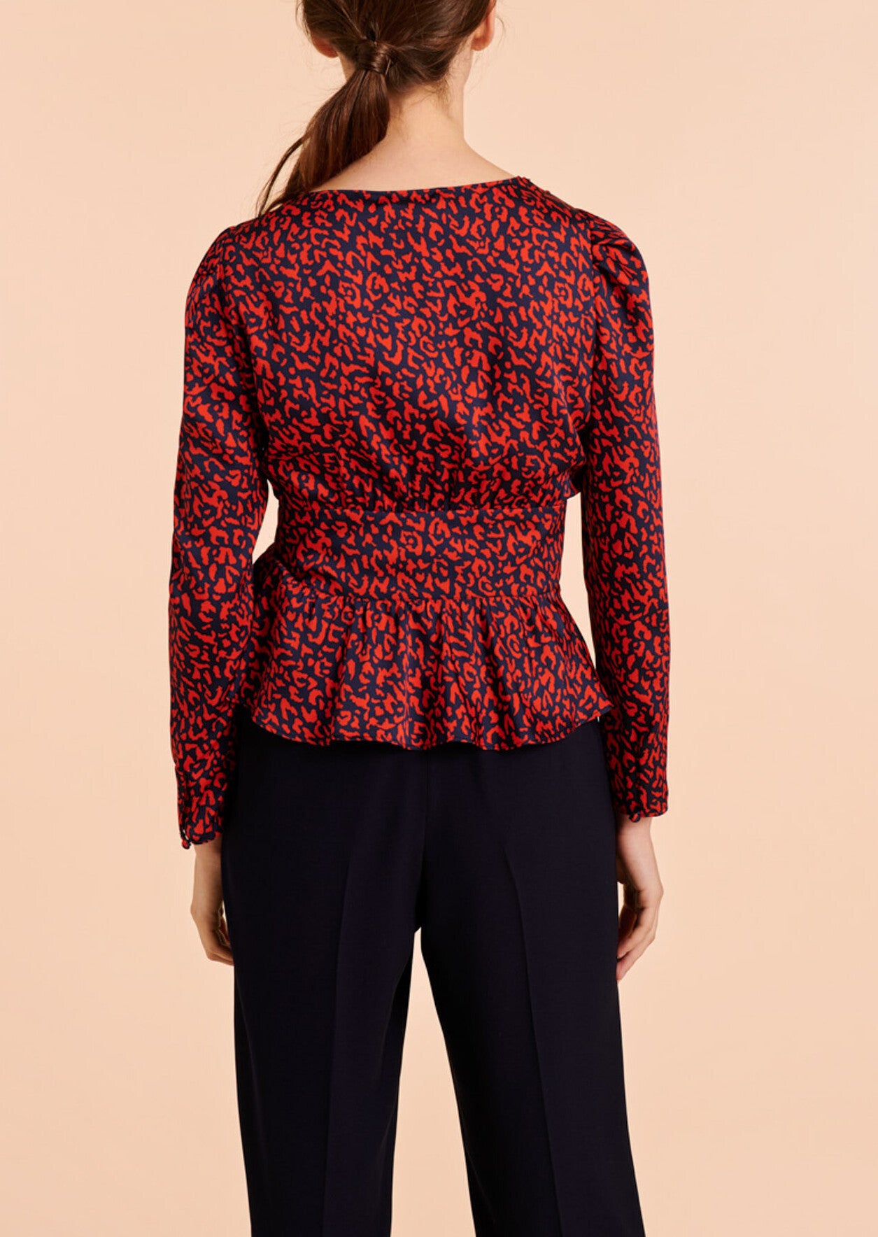 Top Tanais bleu nuit imprimé animal en twill Faume - seconde main