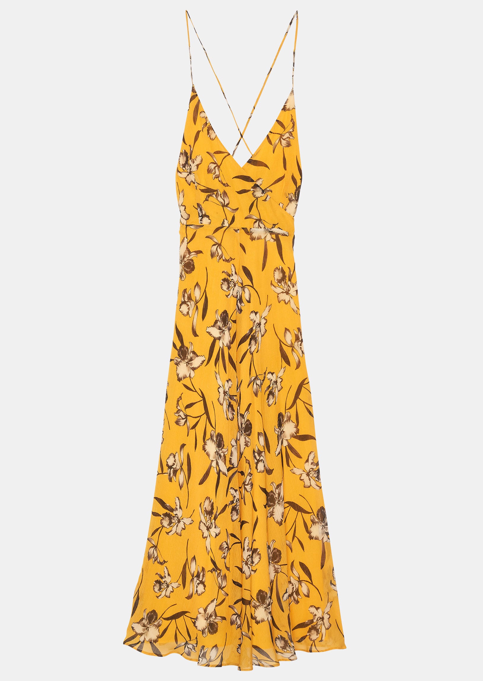 Robe Rivelyne jaune imprimé fleuri noir Faume - seconde main