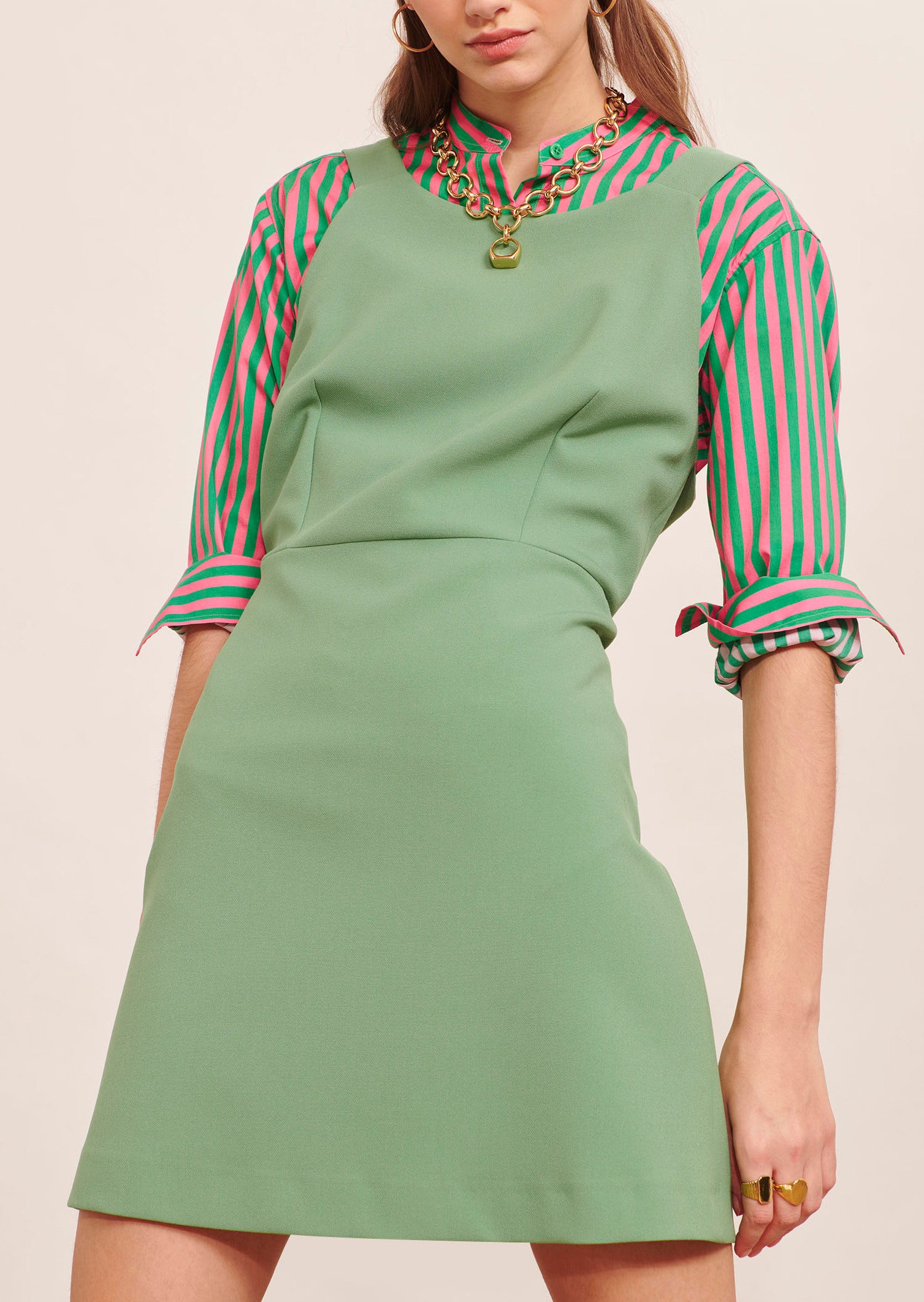 Robe Rebelle vert pale en toile double Faume - seconde main