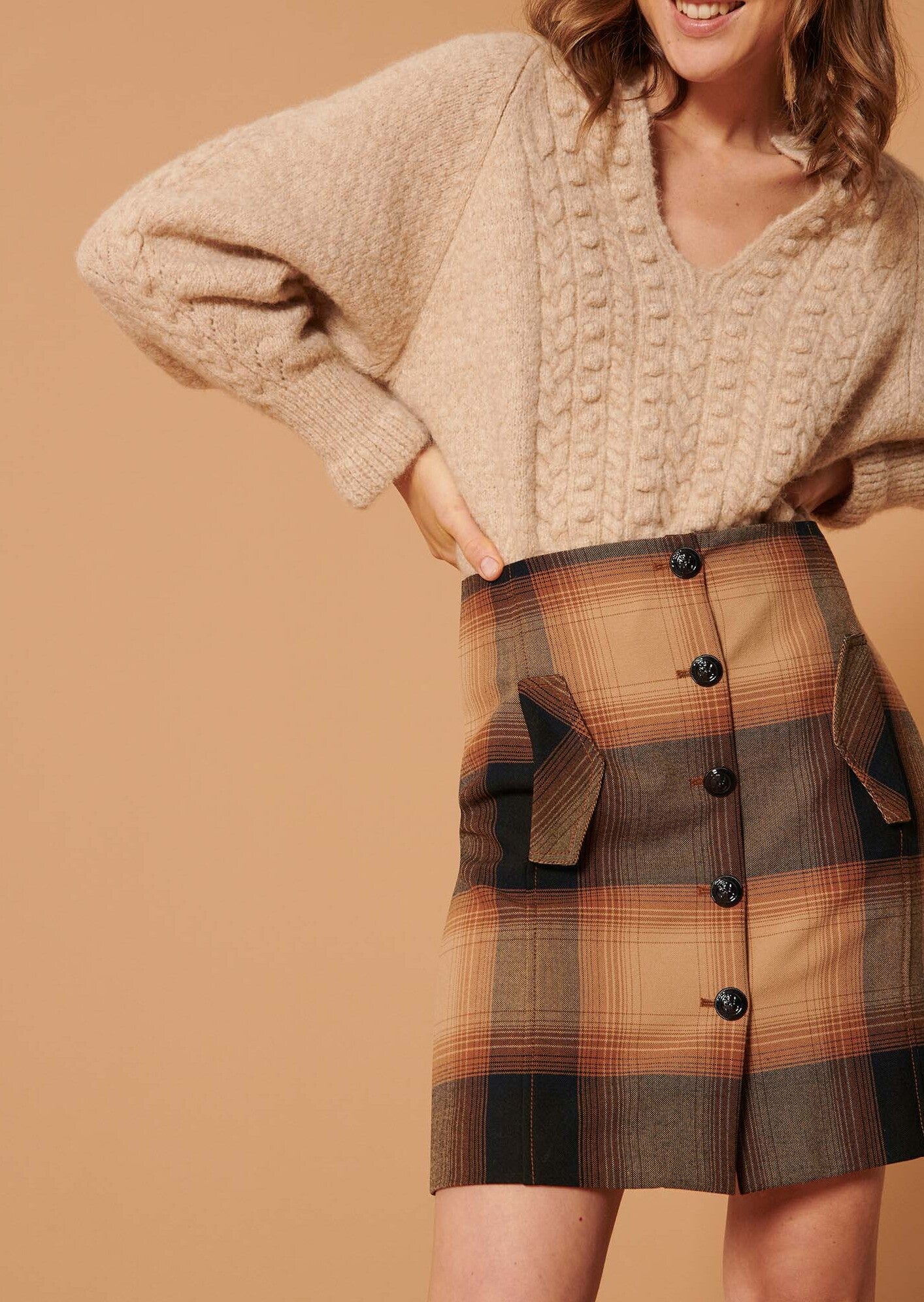 Jupe Jacomina marron en tartan Faume - seconde main