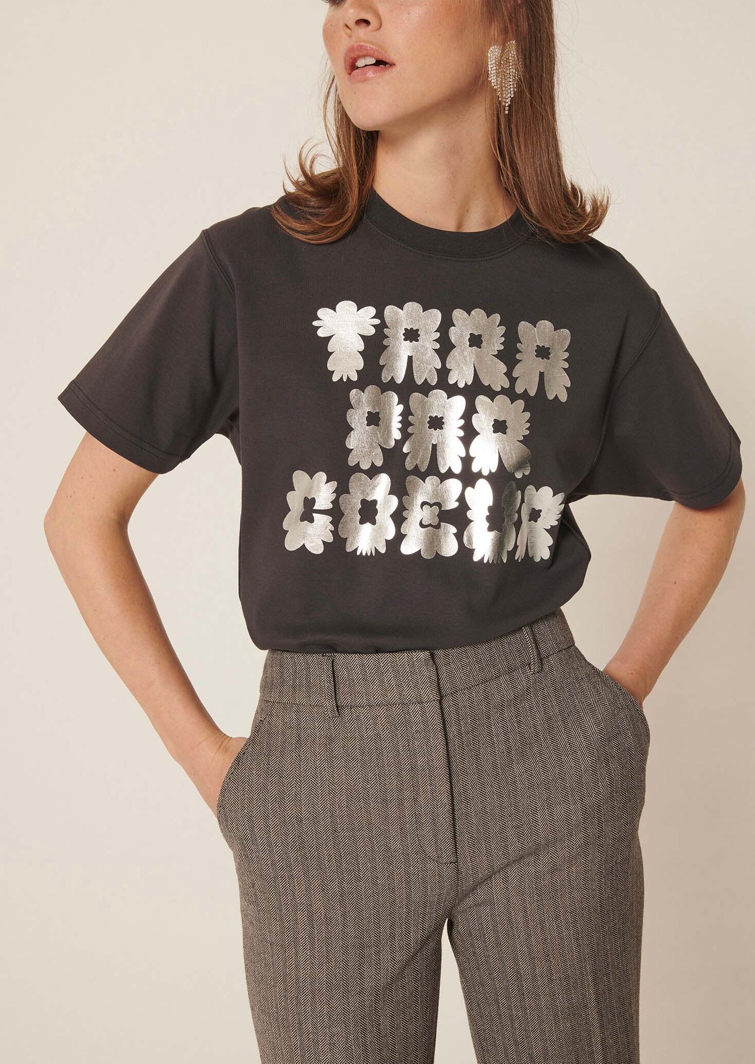 T-shirt Trefle gris en coton Faume - seconde main