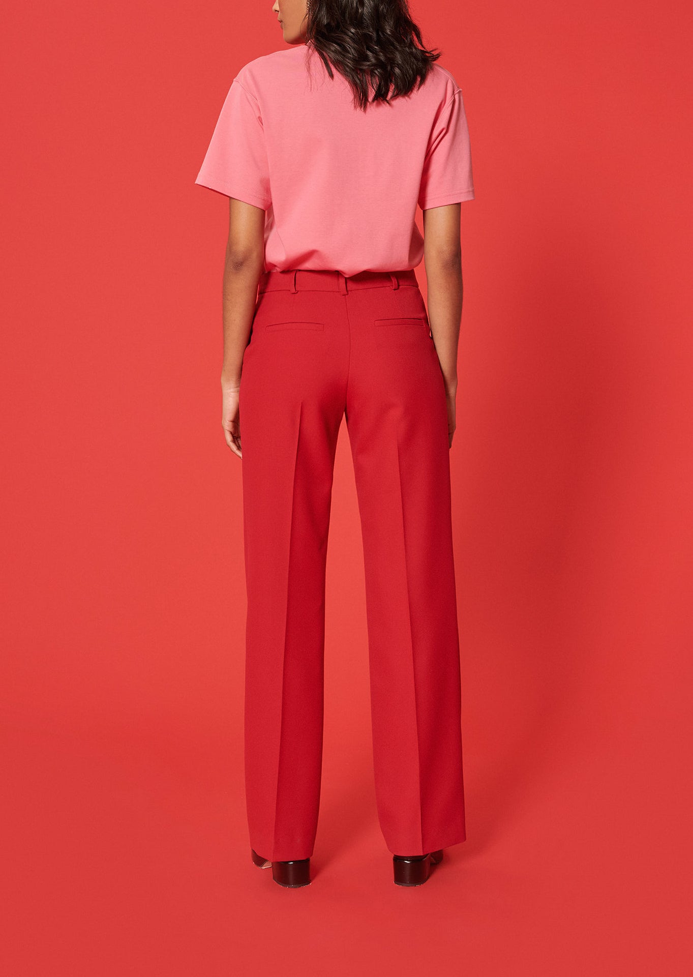 Pantalon Patti bordeaux en toile tailleur Faume - seconde main