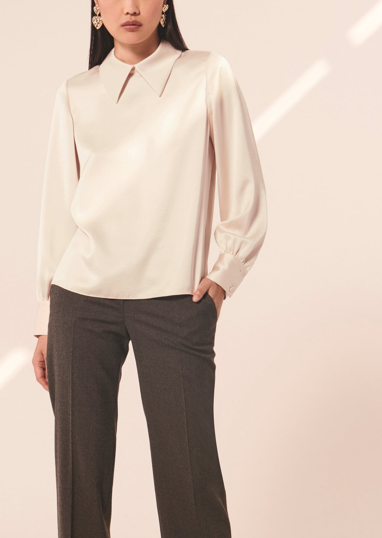 Top Tianna écru en satin fluide Faume - seconde main