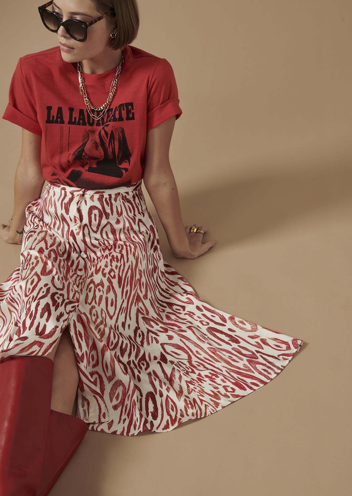 Jupe Jesta écrue imprimé graphique léopard Faume - seconde main