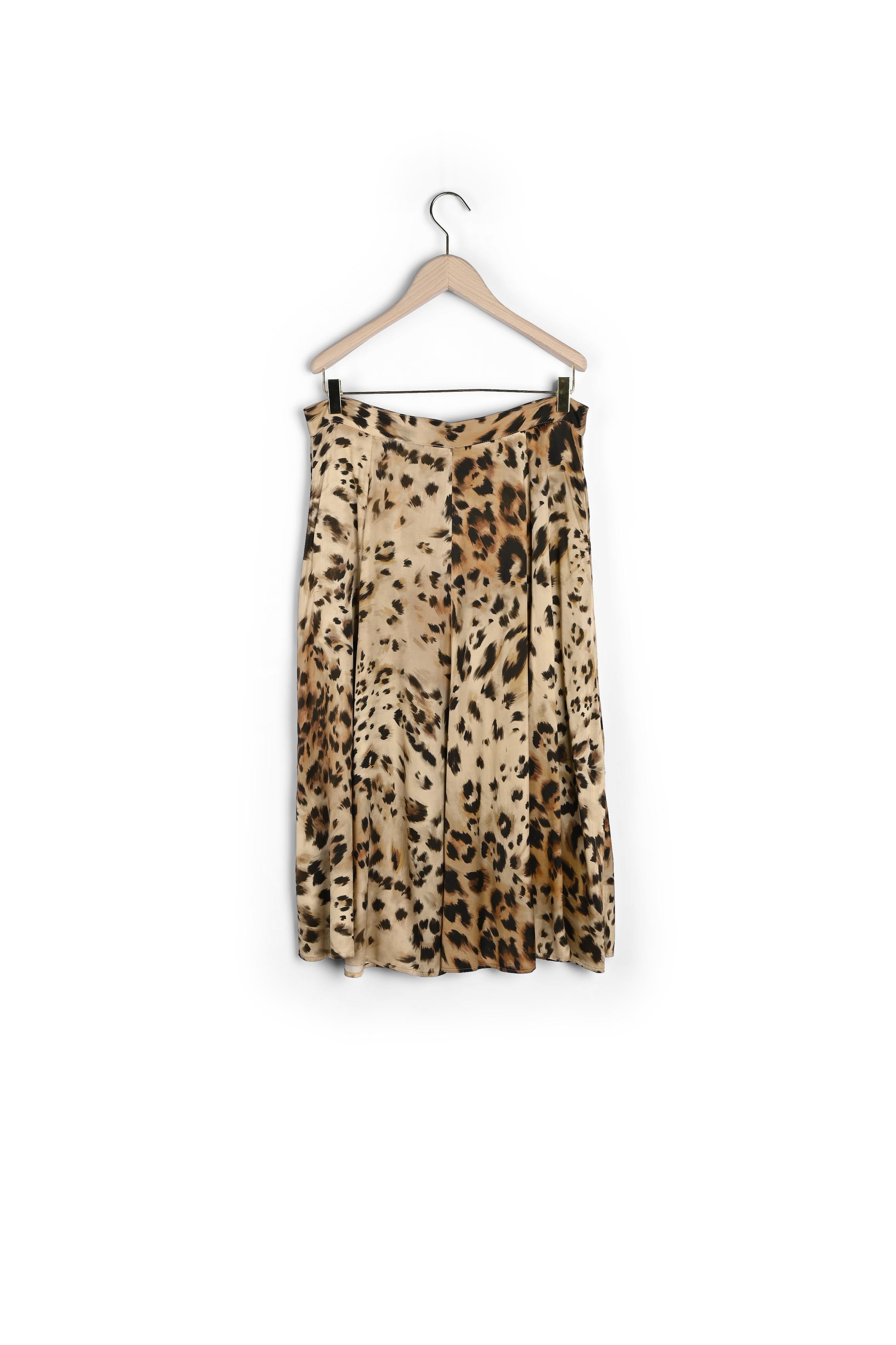 Jupe Jessa boutonnée en satin viscose léopard Faume - seconde main