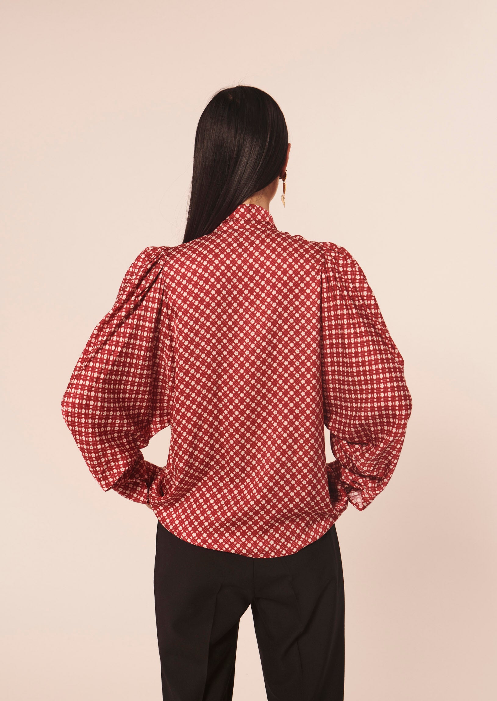 Chemise Candy rouge imprimé fleuri en satin Faume - seconde main