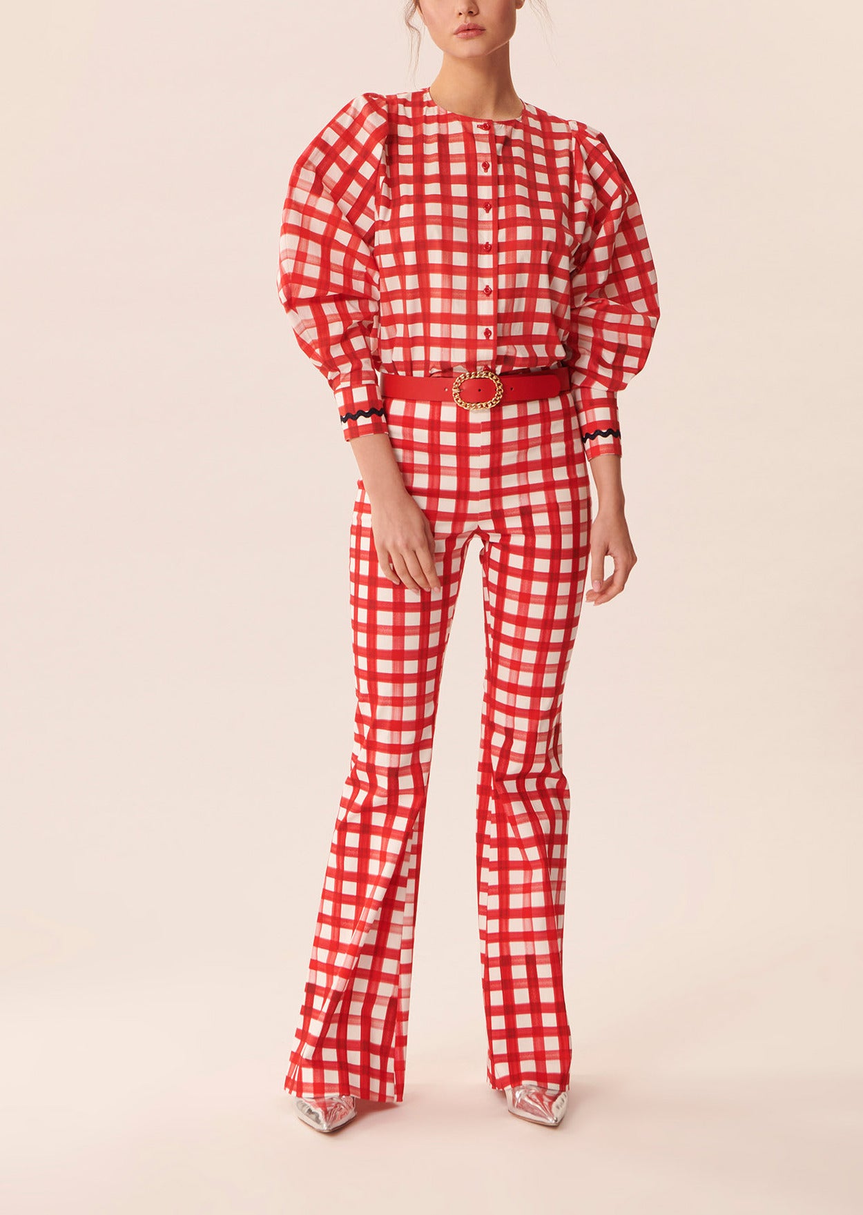 Chemise Corail vichy rouge en popeline Faume - seconde main