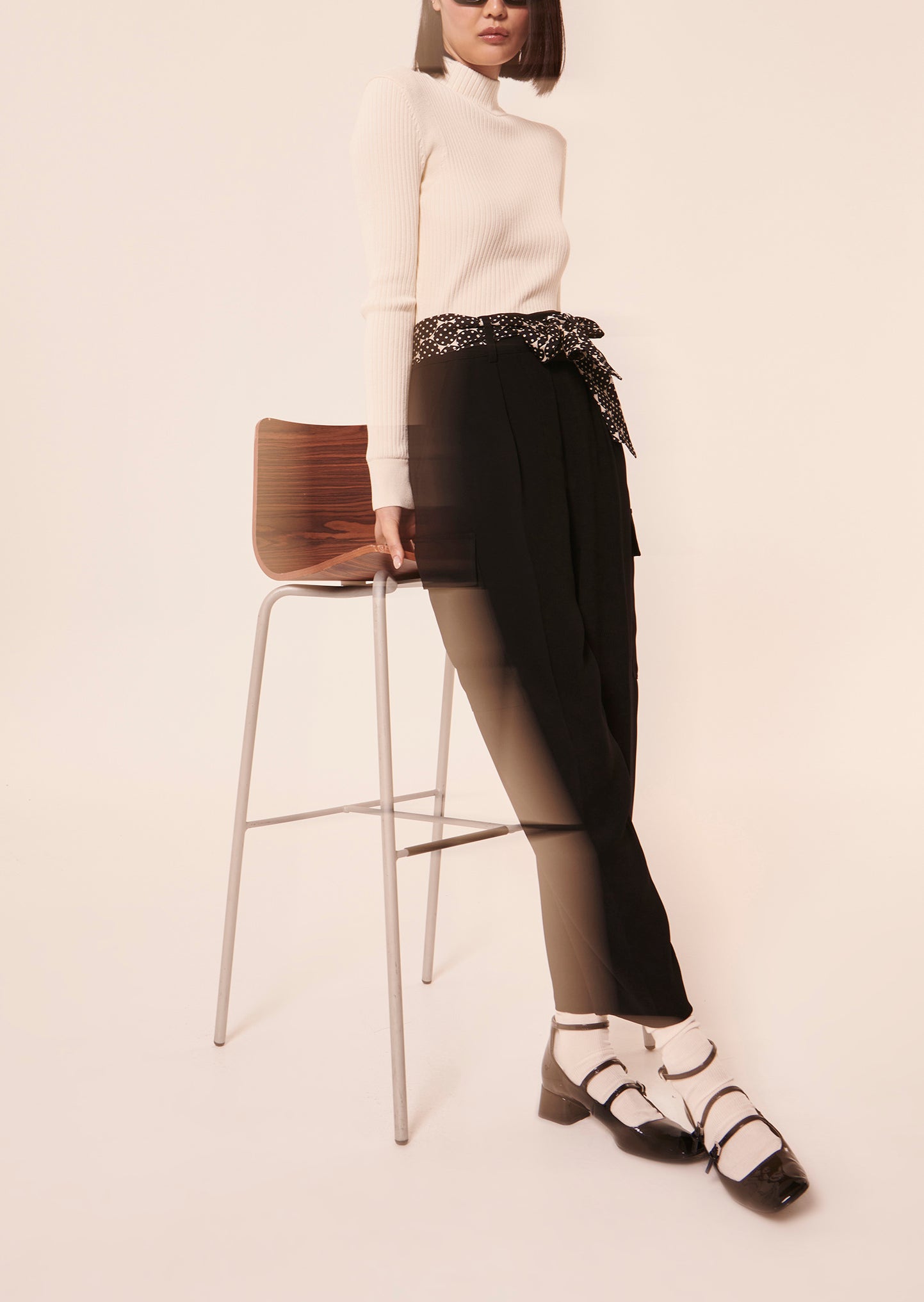 Pantalon Philippe noir en crêpe Faume - seconde main