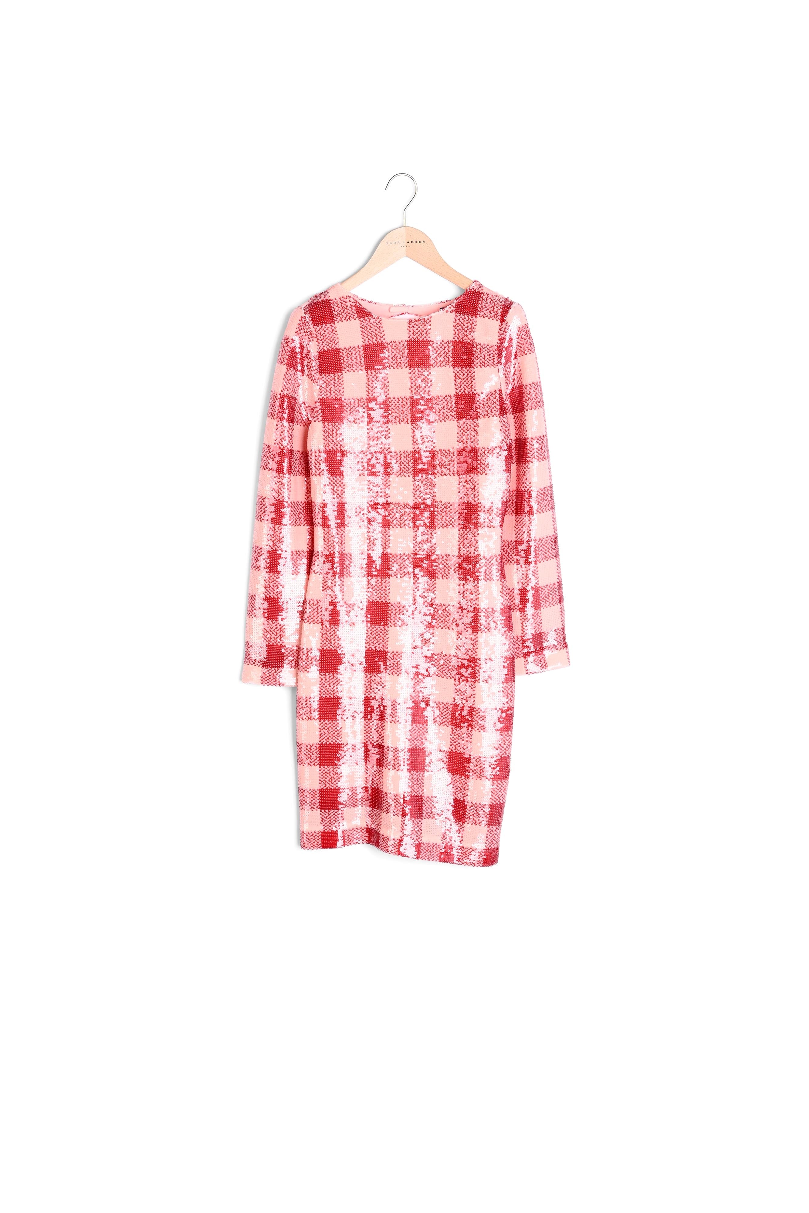 Robe Rory rouge à carreaux en sequins Faume - seconde main