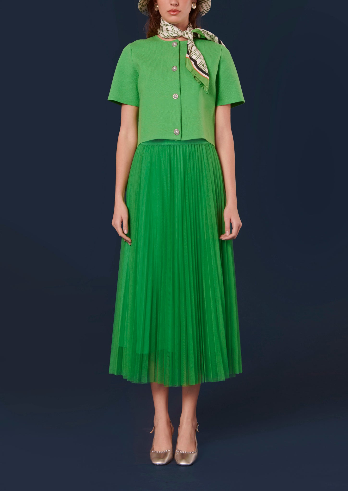 Gilet Glitter vert en maille compacte Faume - seconde main