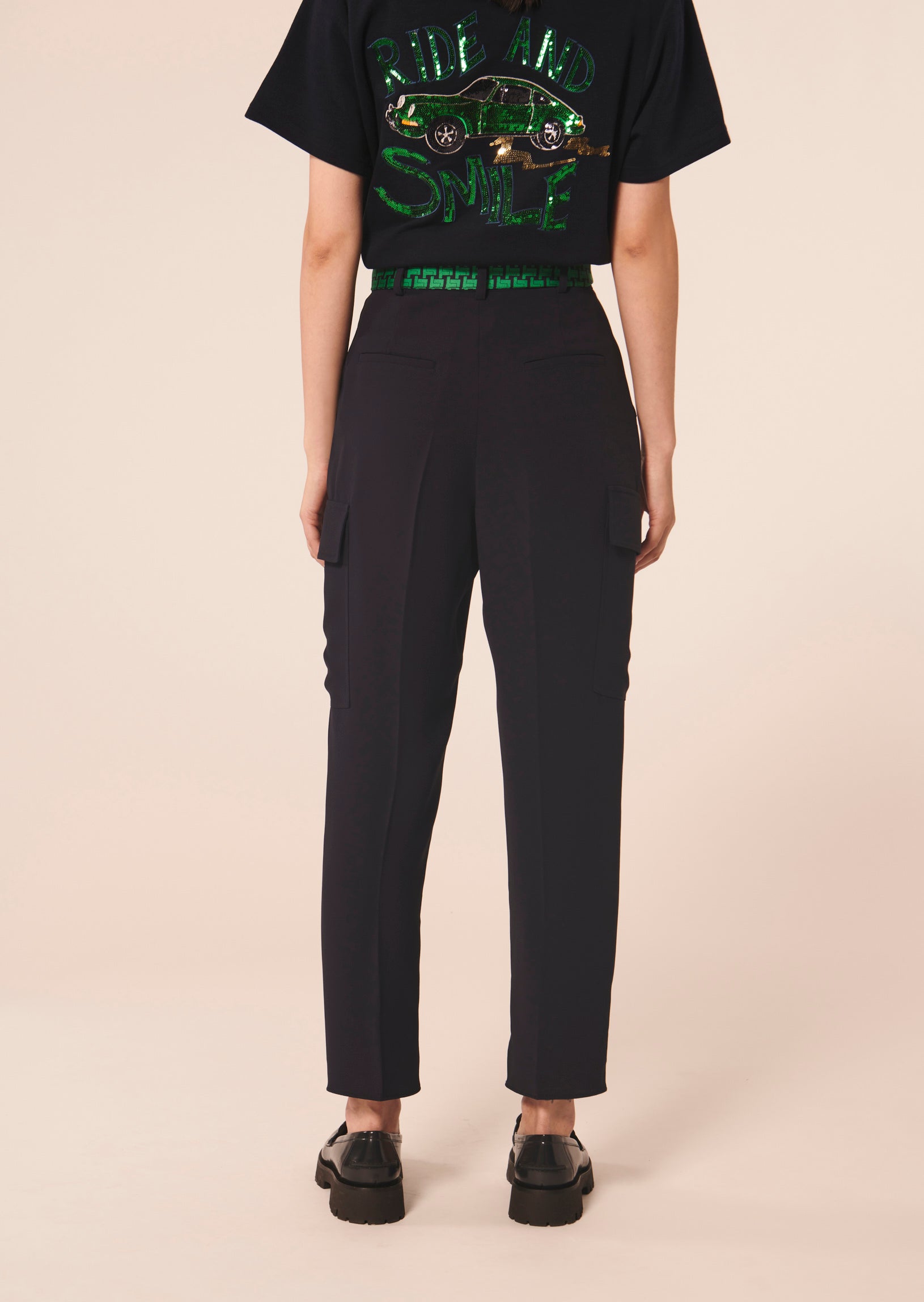 Pantalon Philippe bleu nuit en crêpe Faume - seconde main