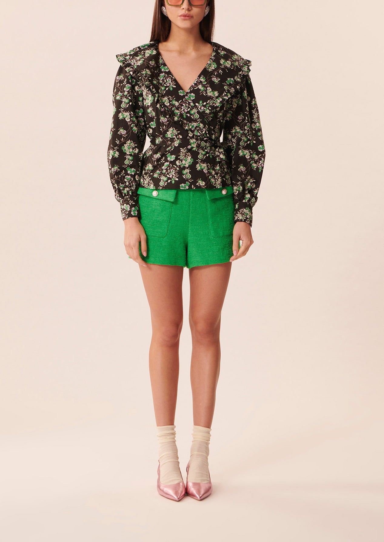 Chemise Cristina noire imprimée fleuri en coton Faume - seconde main