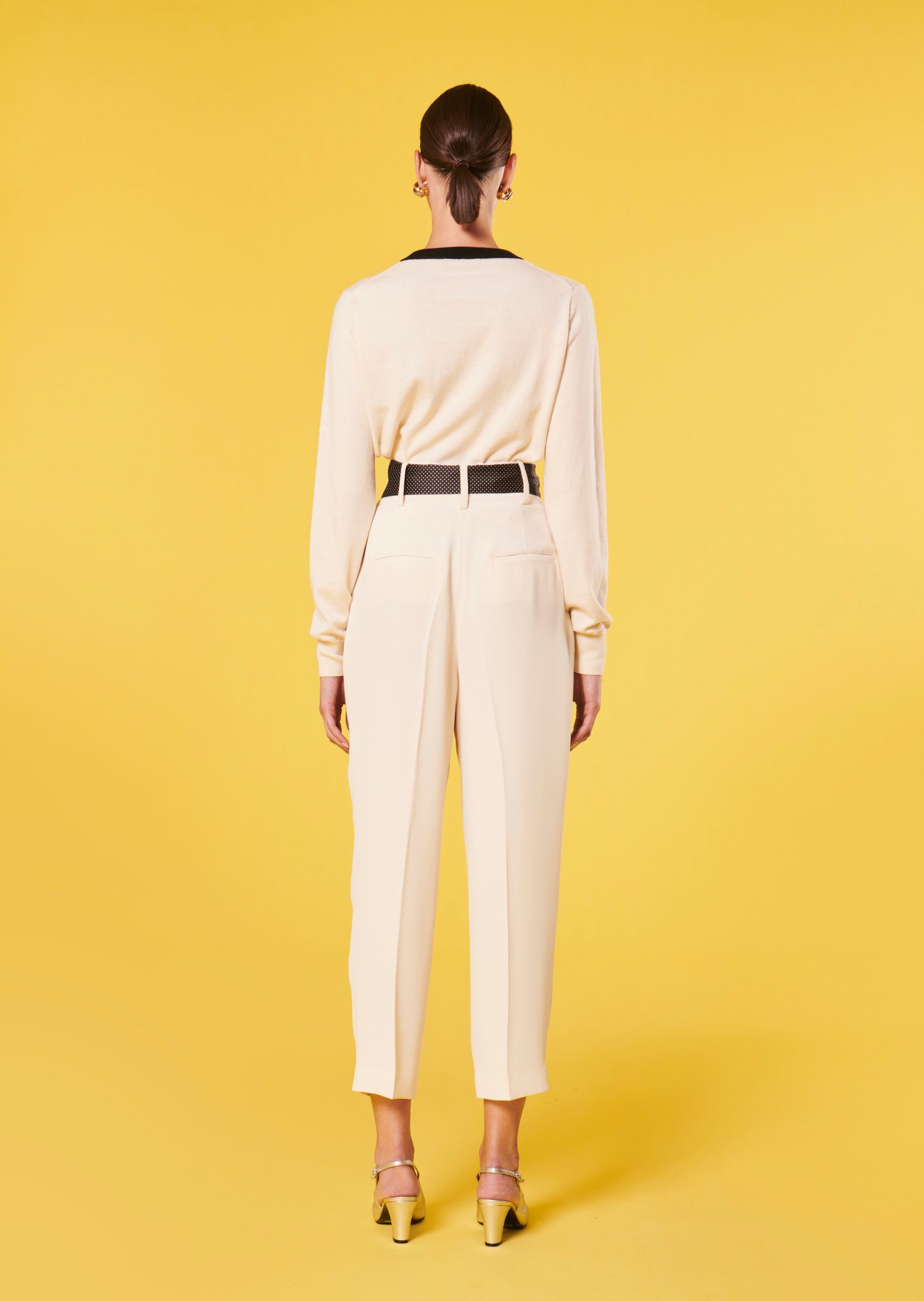 Pantalon Paga écru en crêpe Faume - seconde main