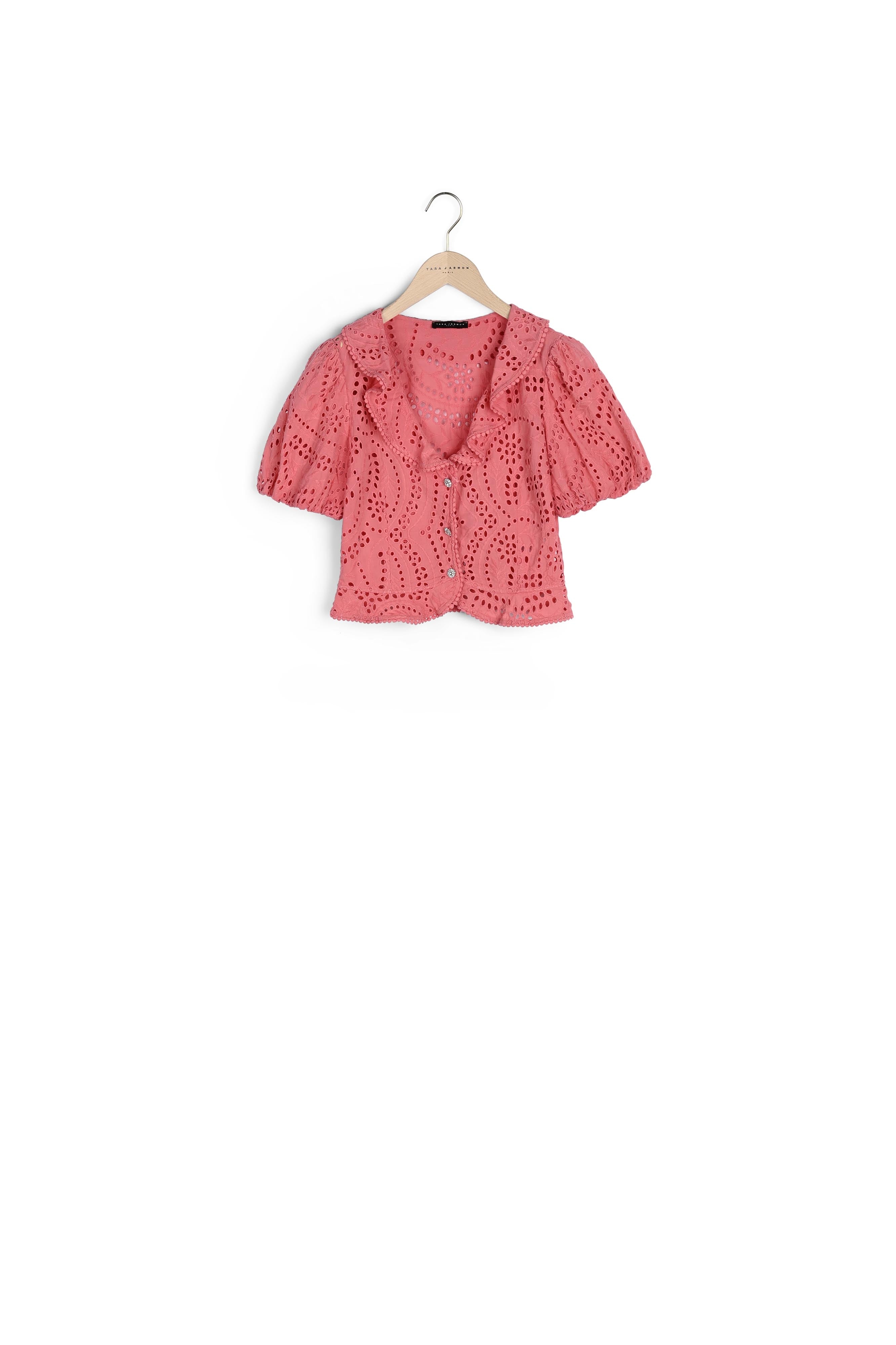 Chemise Carine rose en broderie Faume - seconde main