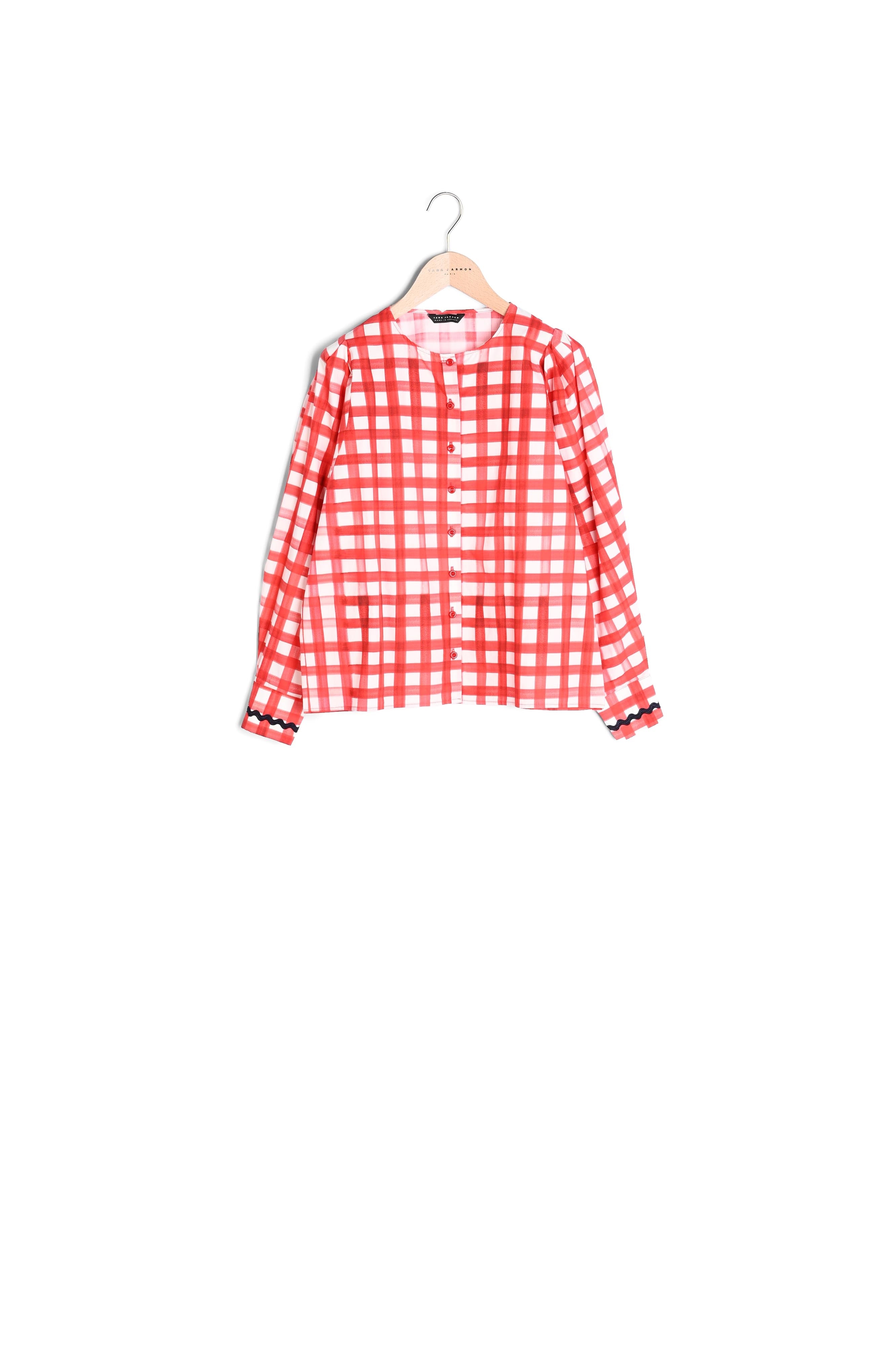 Chemise Corail vichy rouge en popeline Faume - seconde main