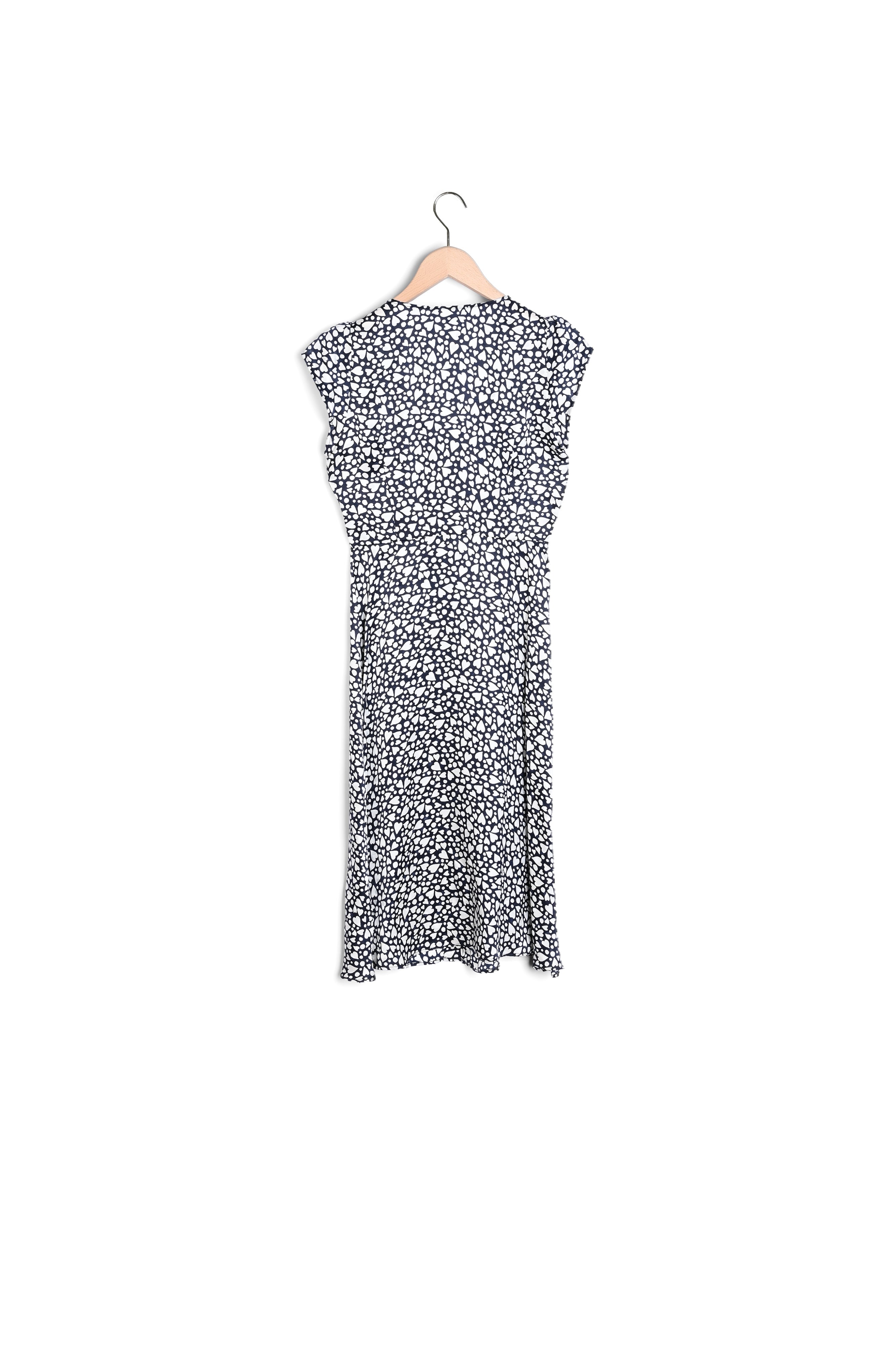 Robe bleue nuit Ruomi façonnée imprimé pois coeur Faume - seconde main