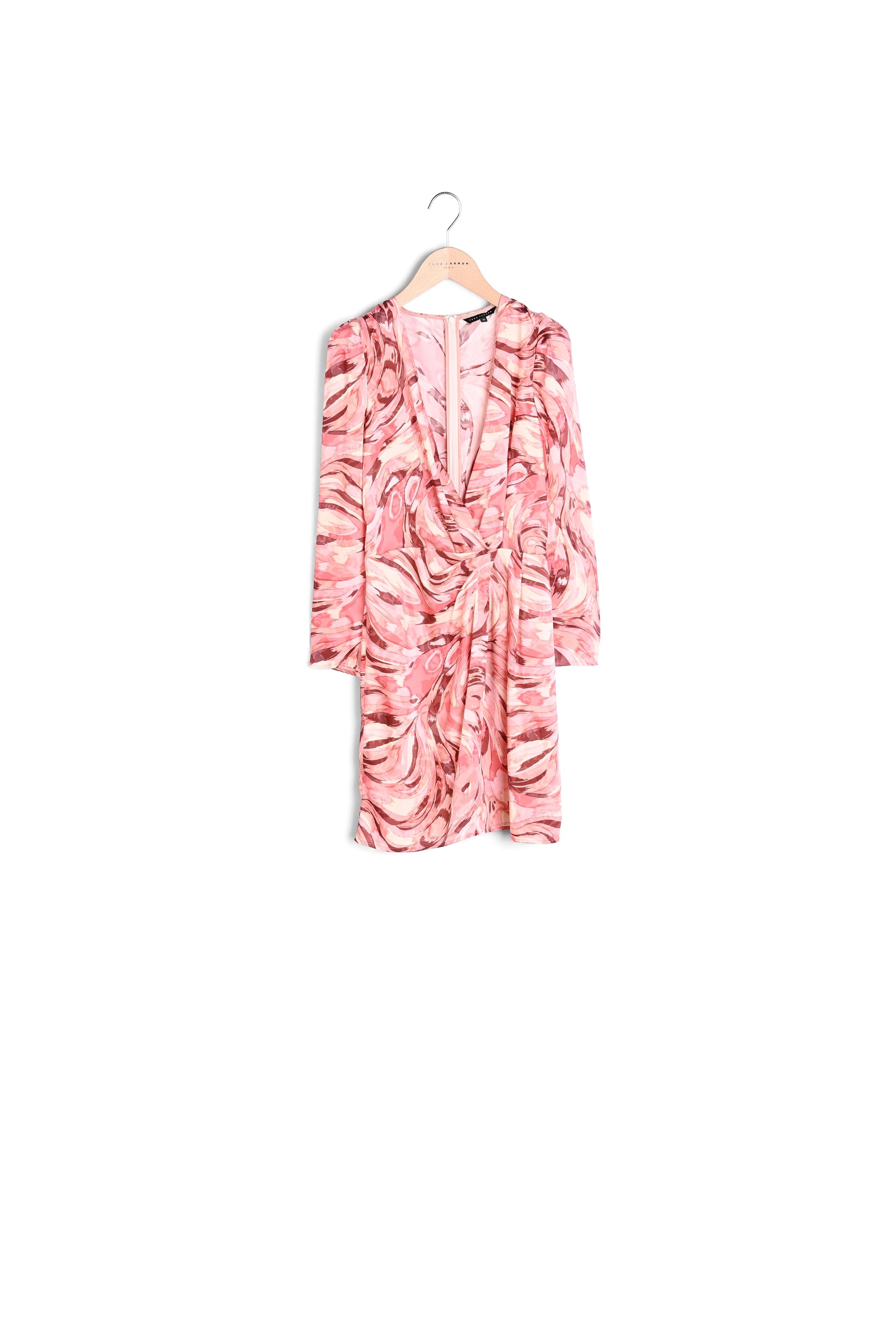 Robe courte Revelyne rose imprimé plumes Faume - seconde main