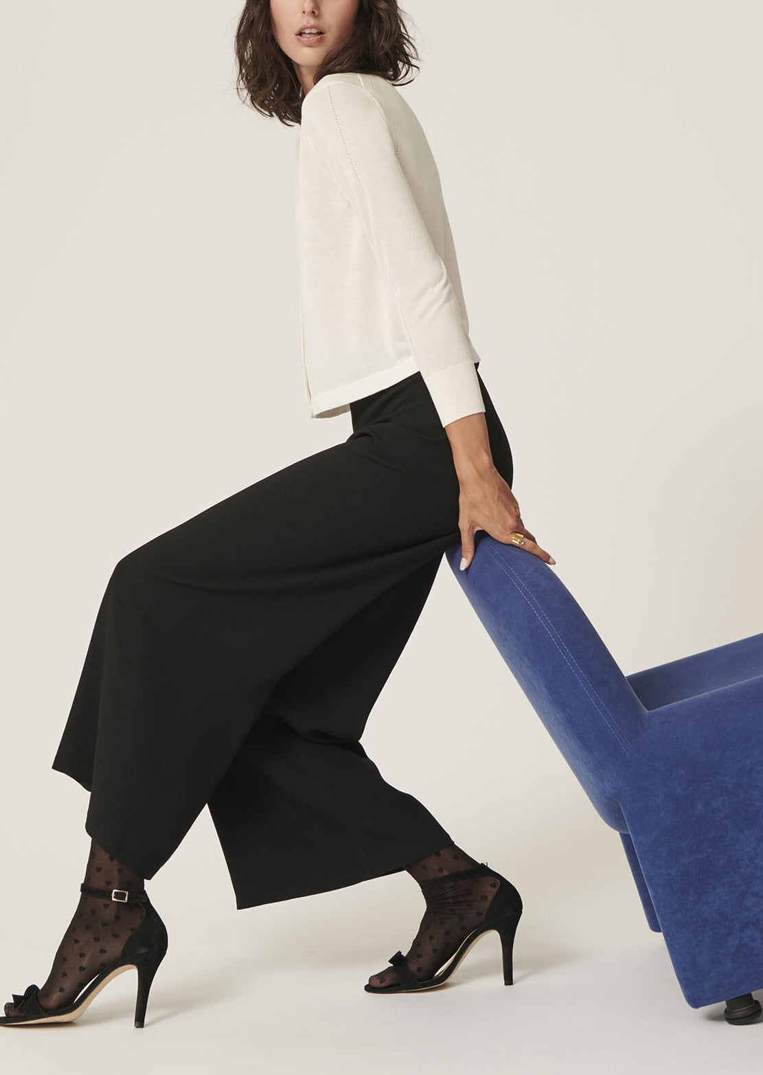 Pantalon Prunelle noir en crêpe envers satin Faume - seconde main