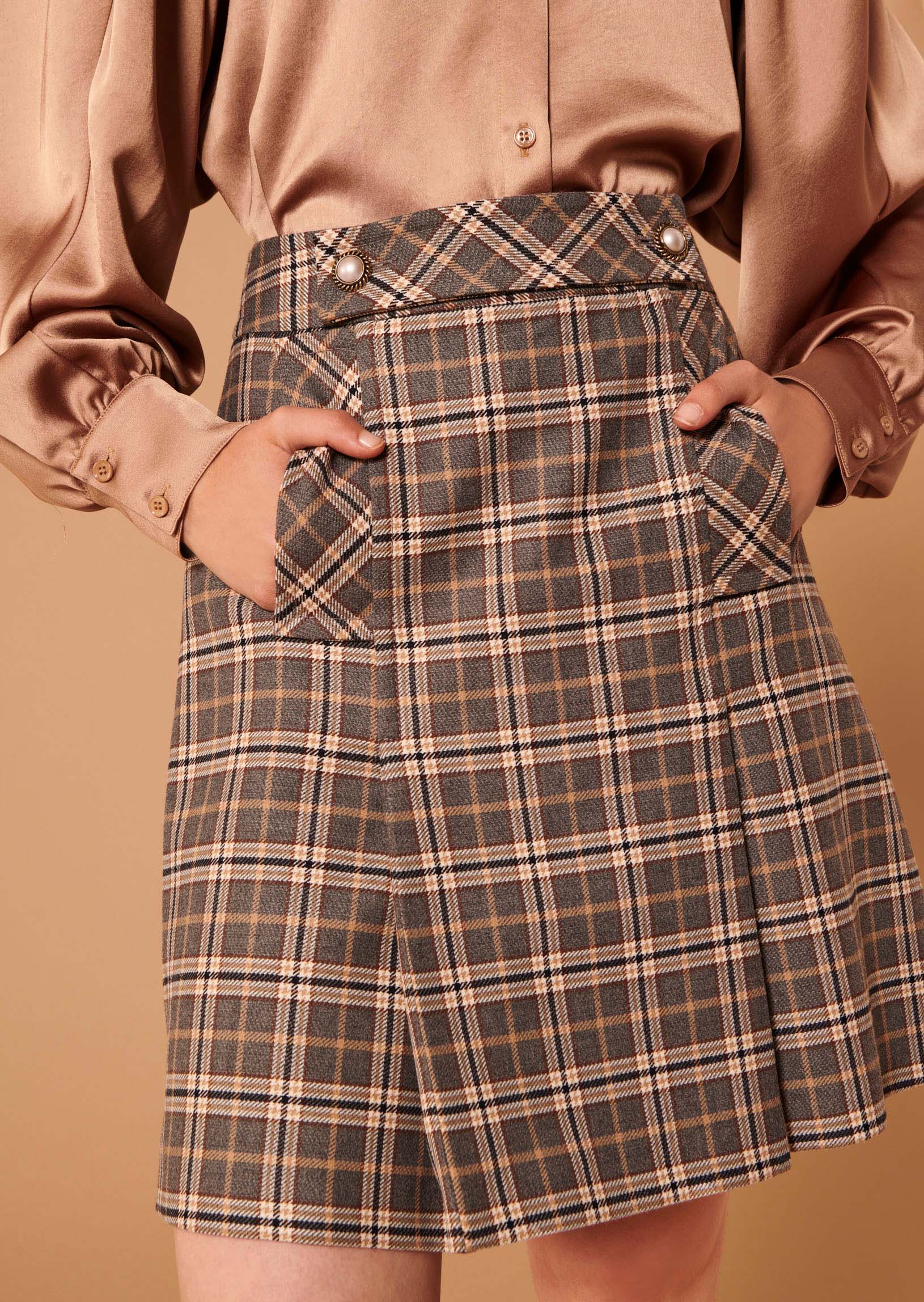 Jupe Jimmy grise en tartan Faume - seconde main