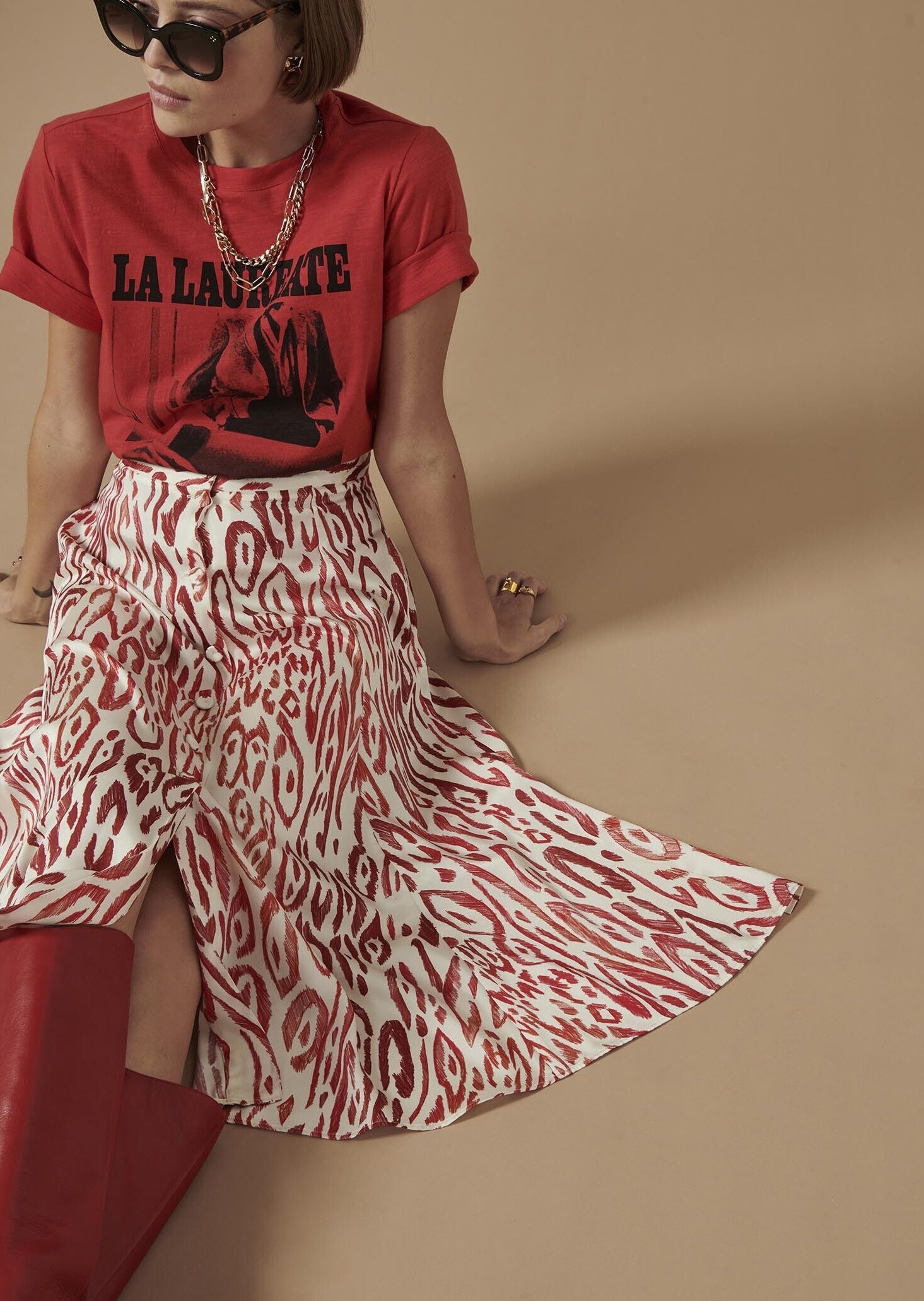 Jupe Jesta écrue imprimé graphique léopard Faume - seconde main