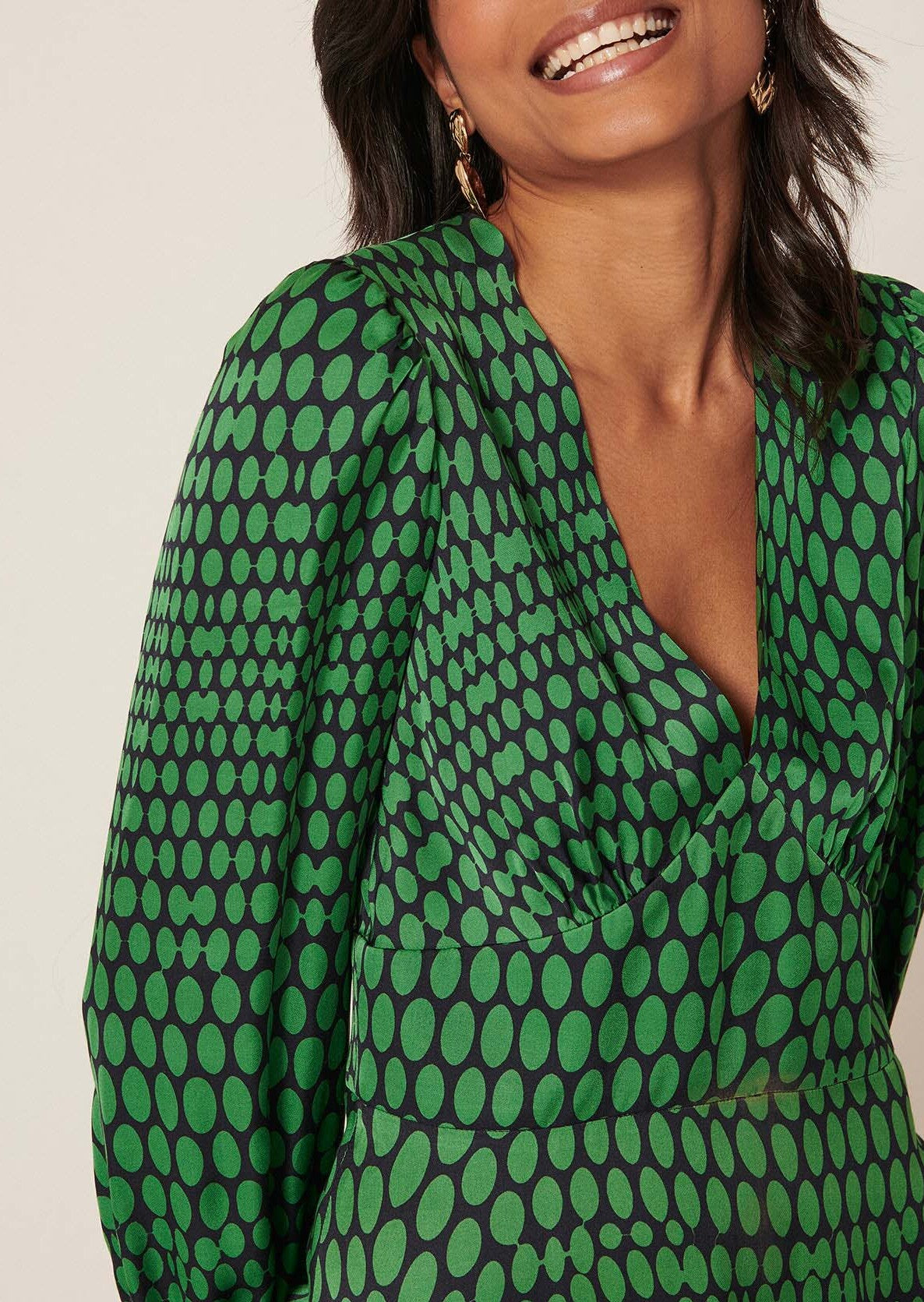 Robe Rain verte imprimé pois Faume - seconde main