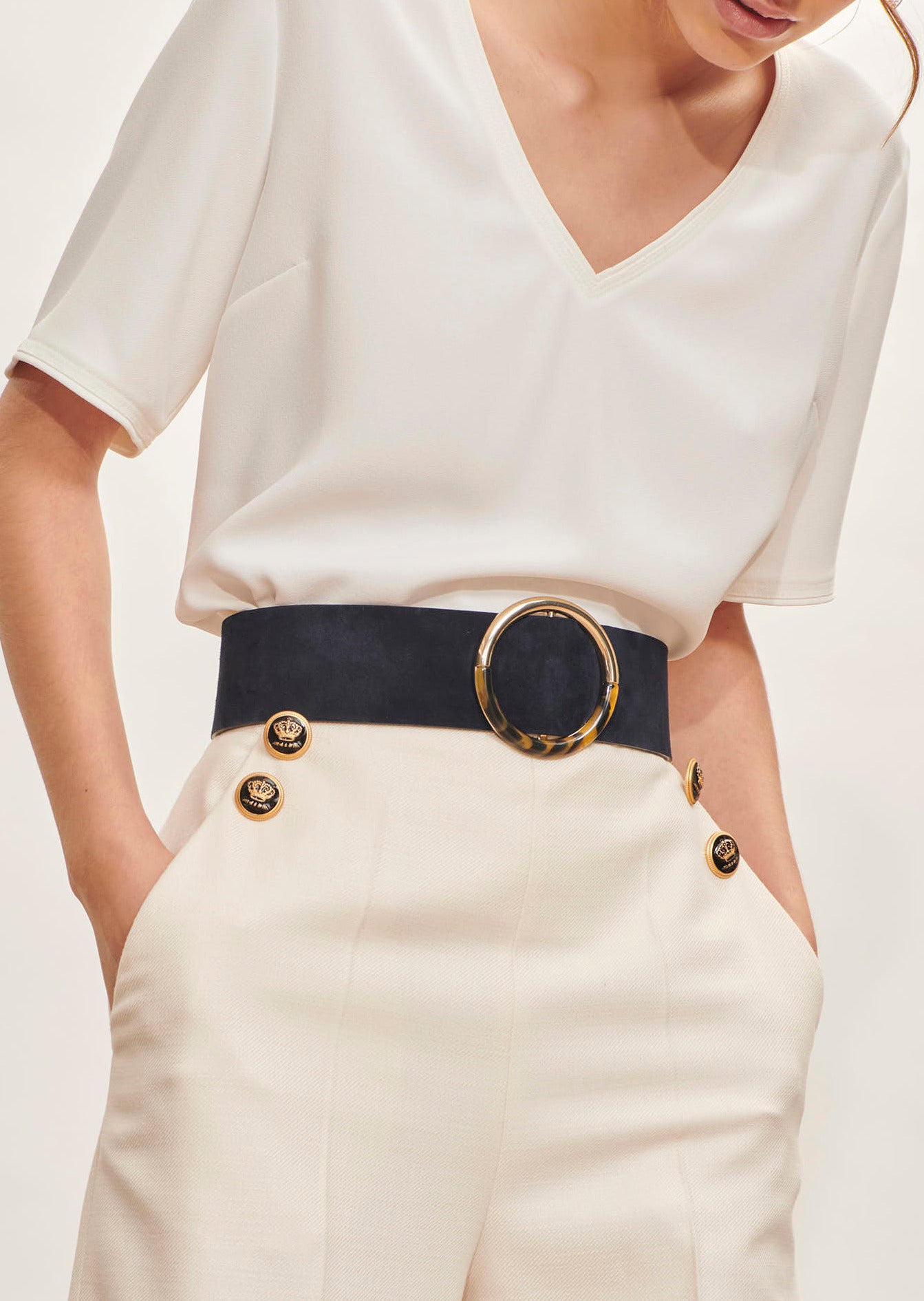 Top Toscane écru en crêpe Faume - seconde main