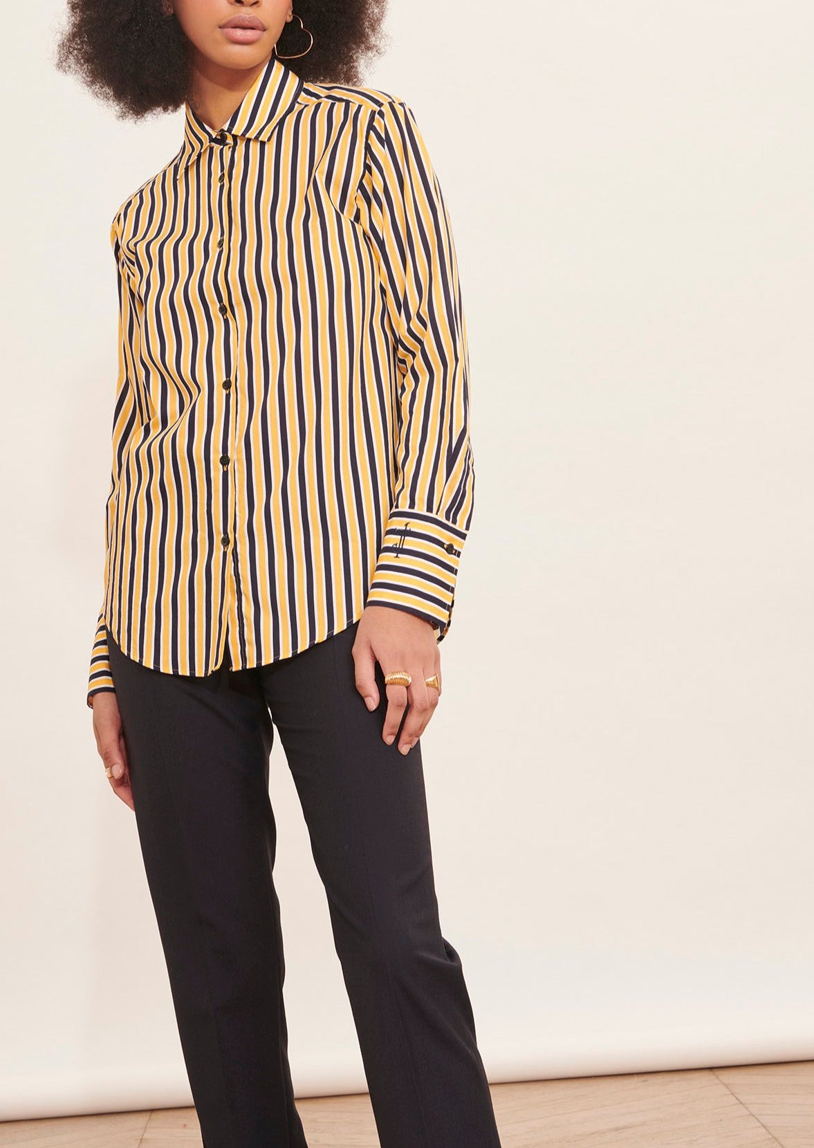 Chemise Carrie bleu nuit rayée en popeline Faume - seconde main