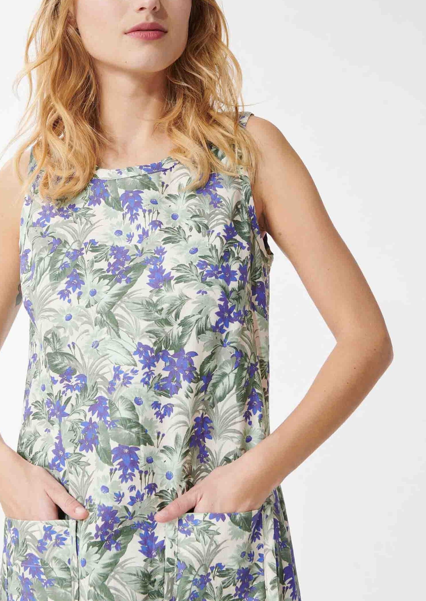 Robe Rippi écrue imprimé pampa et fleurs en lin Faume - seconde main