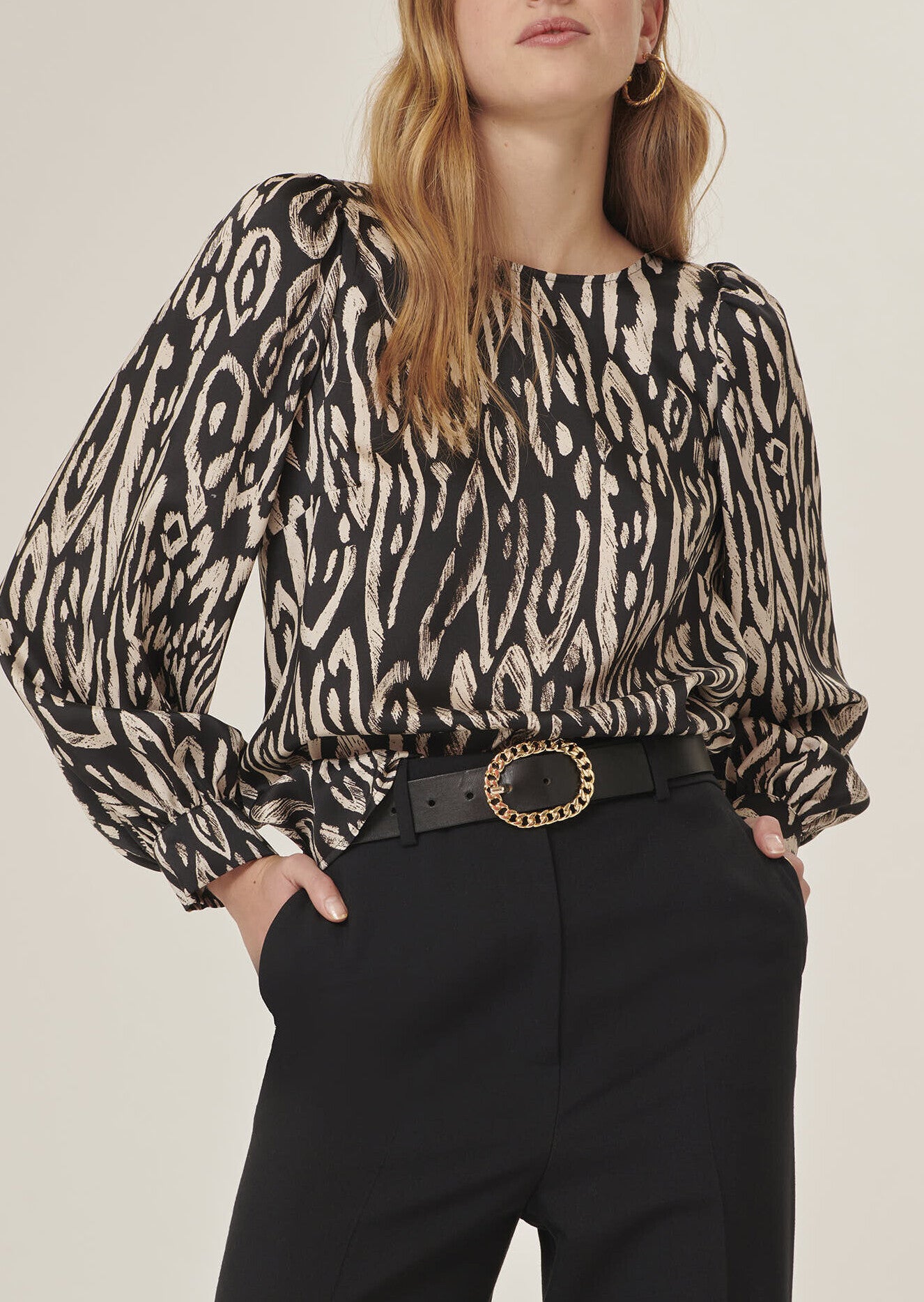 Top Tonina noire imprimé graphique léopard Faume - seconde main