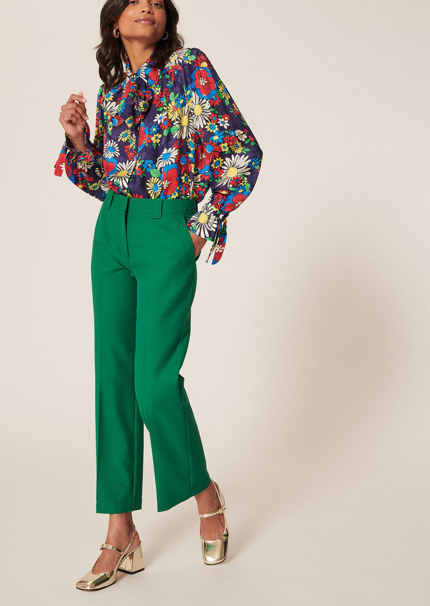 Top Tahili bleu imprimé fleurs Faume - seconde main