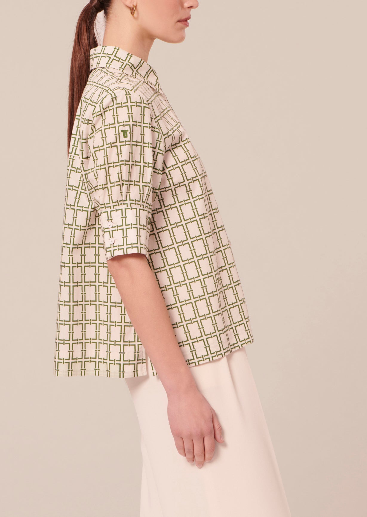 Chemise Cameron écrue à motif graphique en popeline Faume - seconde main