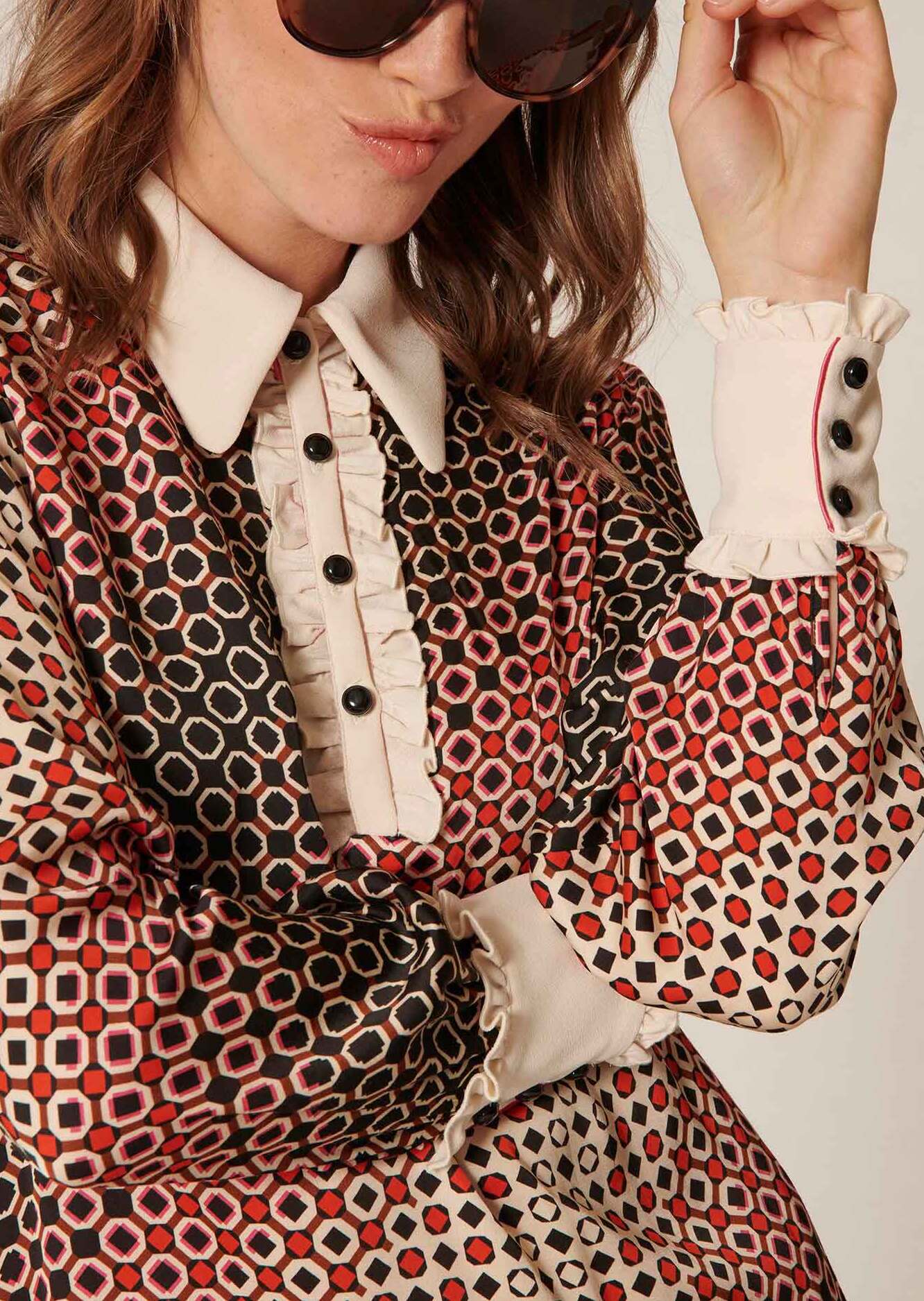 Robe Reyri écrue imprimé graphique Faume - seconde main