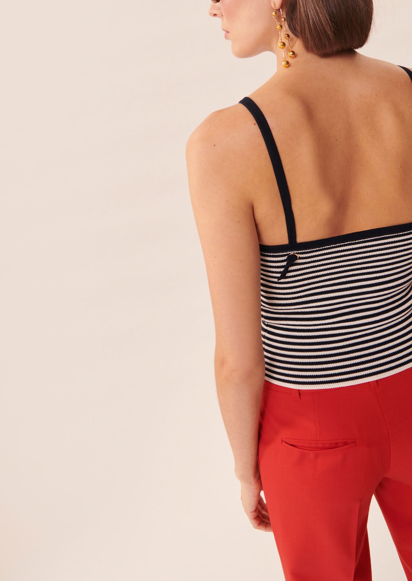 Pull Positano bleu nuit à rayures en maille Faume - seconde main