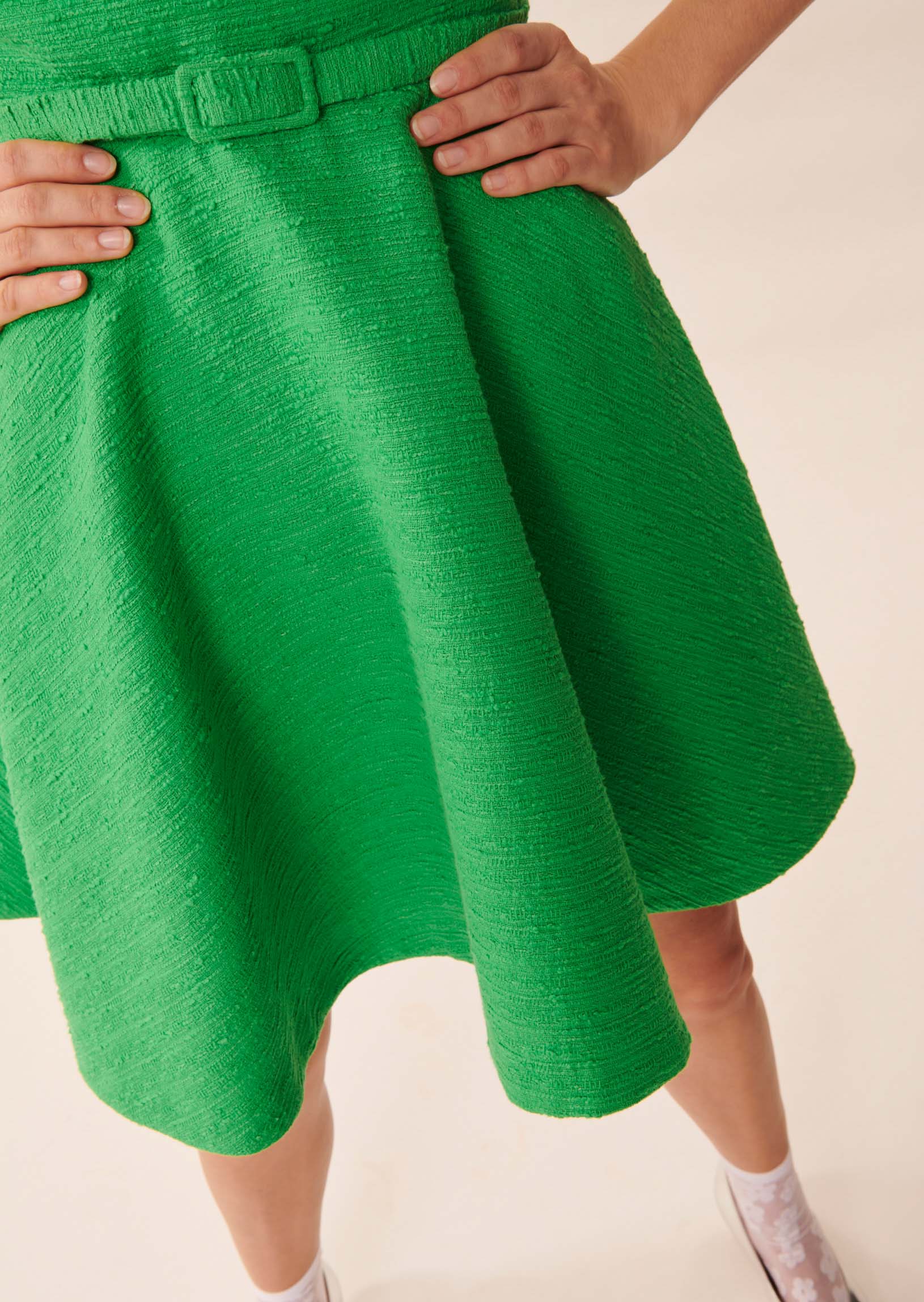 Robe Ritz vert émeraude en tweed Faume - seconde main