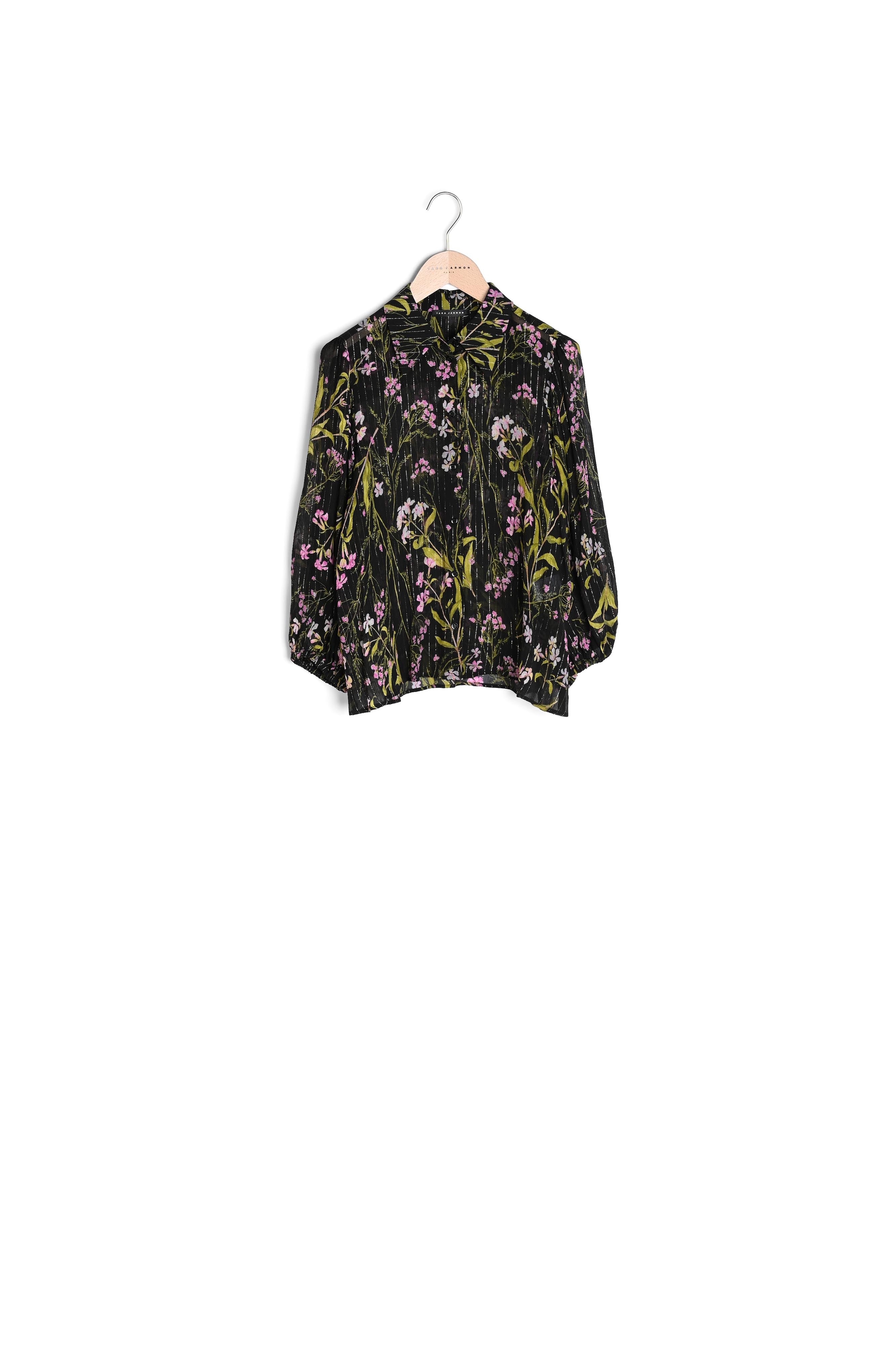 Chemise Colette noire imprimé fleuri en lurex Faume - seconde main