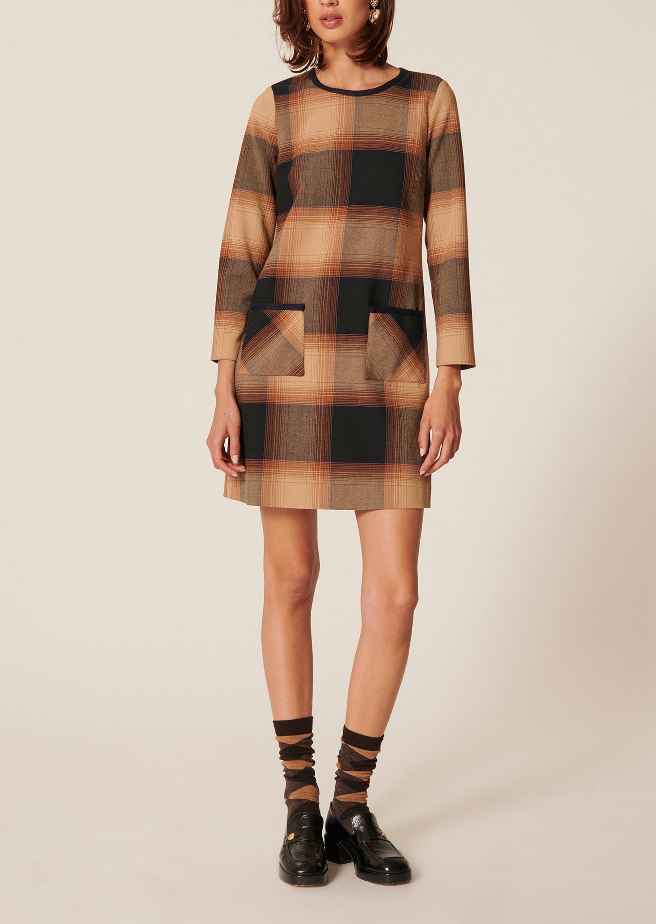 Robe Raijan camel en tartan Faume - seconde main