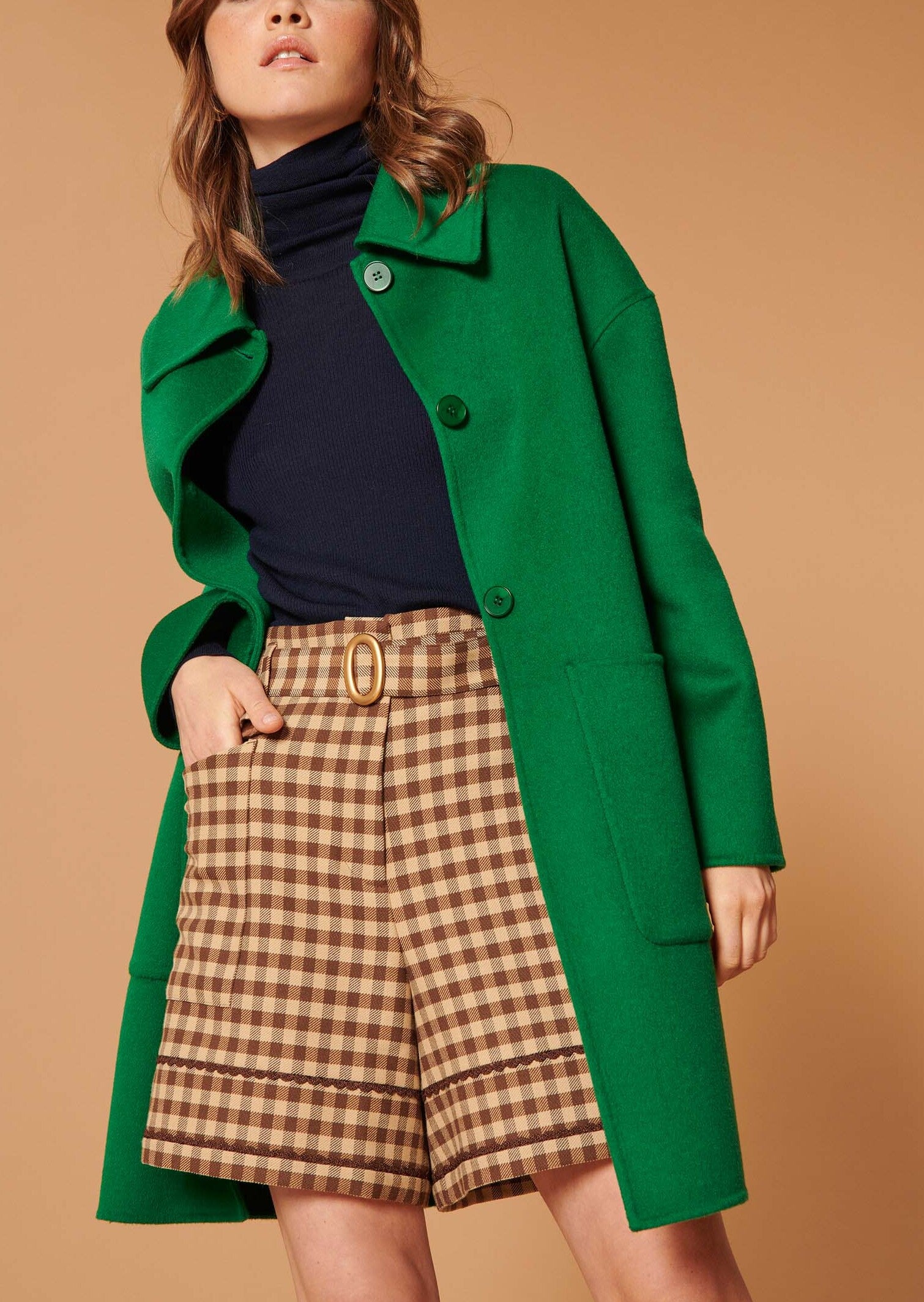 Manteau Maena vert en laine double face Faume - seconde main