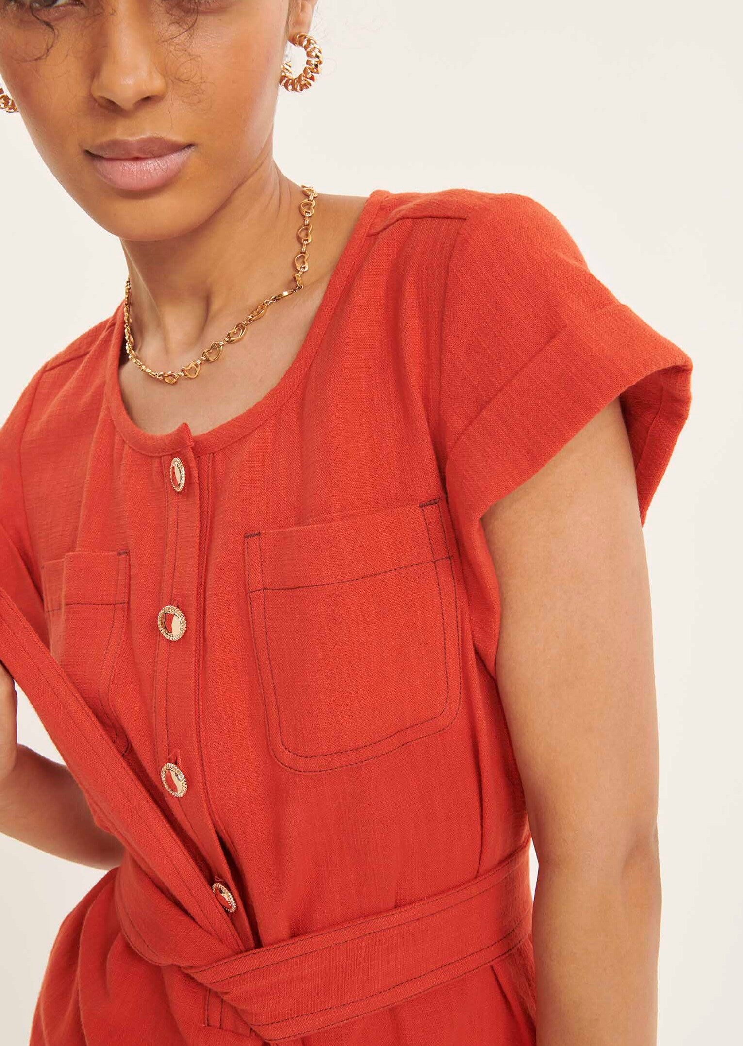 Robe Richelieu rouge en coton Faume - seconde main