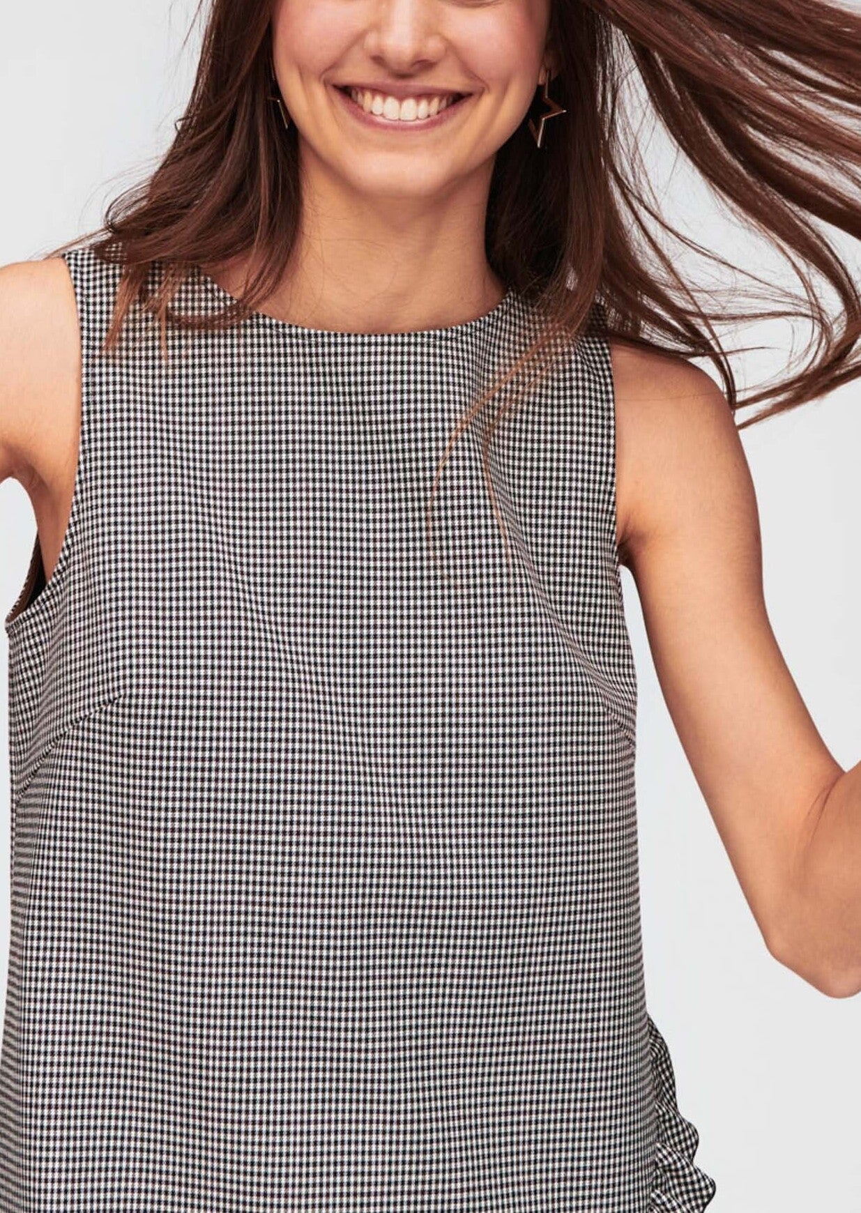 Robe à bretelles écru imprimé carreau York technique à volants Faume - seconde main