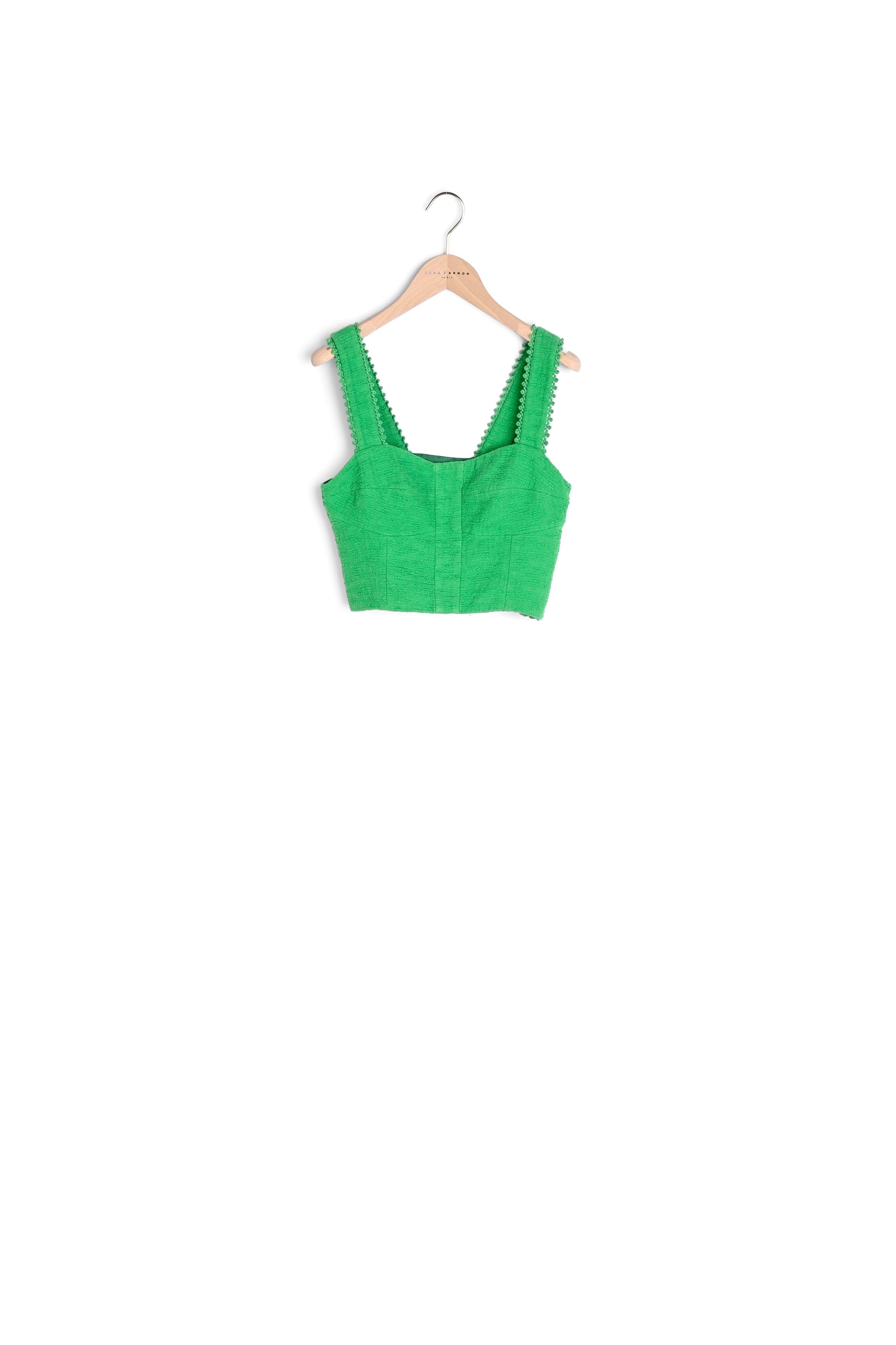 Top Tweed vert émeraude en tweed Faume - seconde main